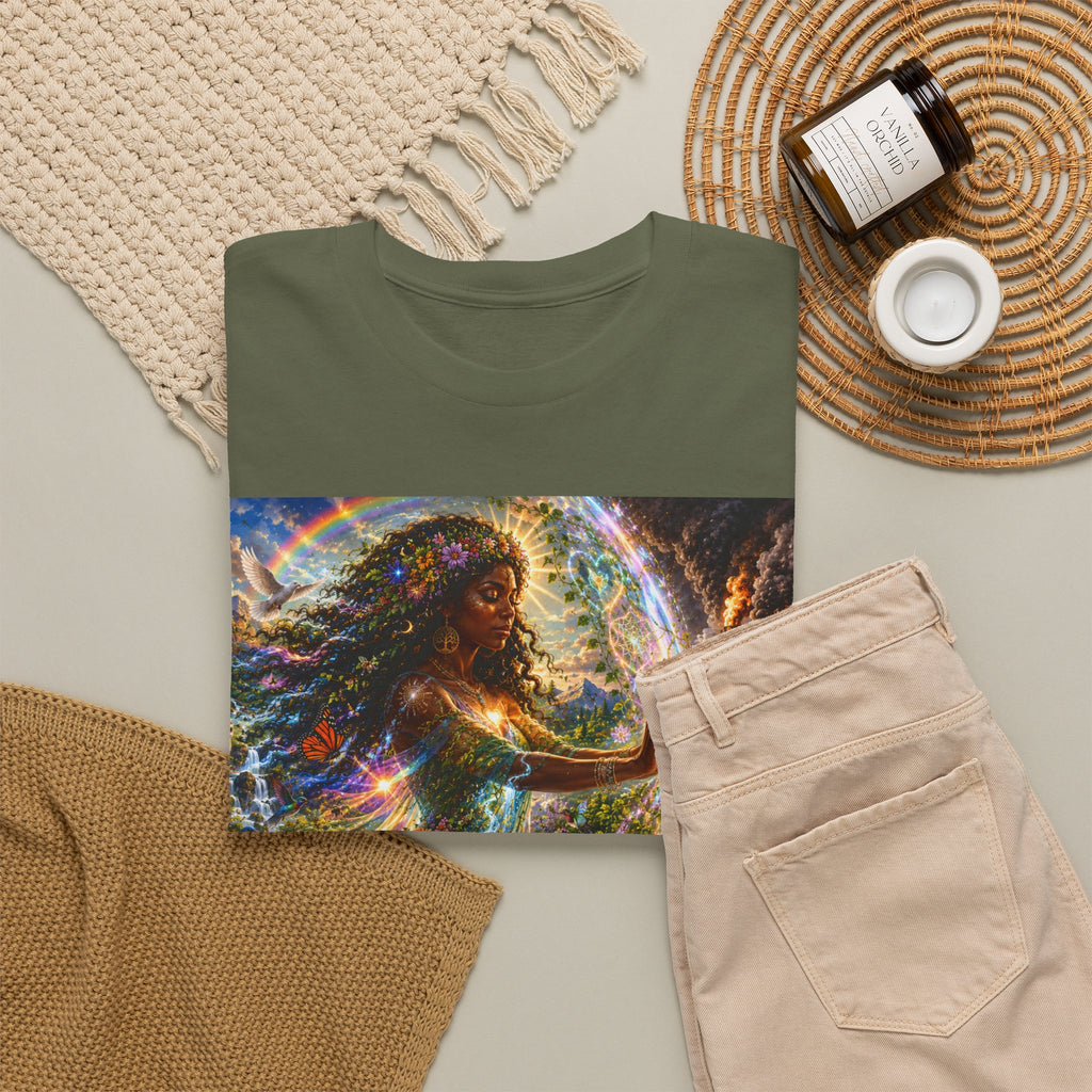 Cosmic Guardian Tee — Earth Mother Spiritual Graphic T-Shirt