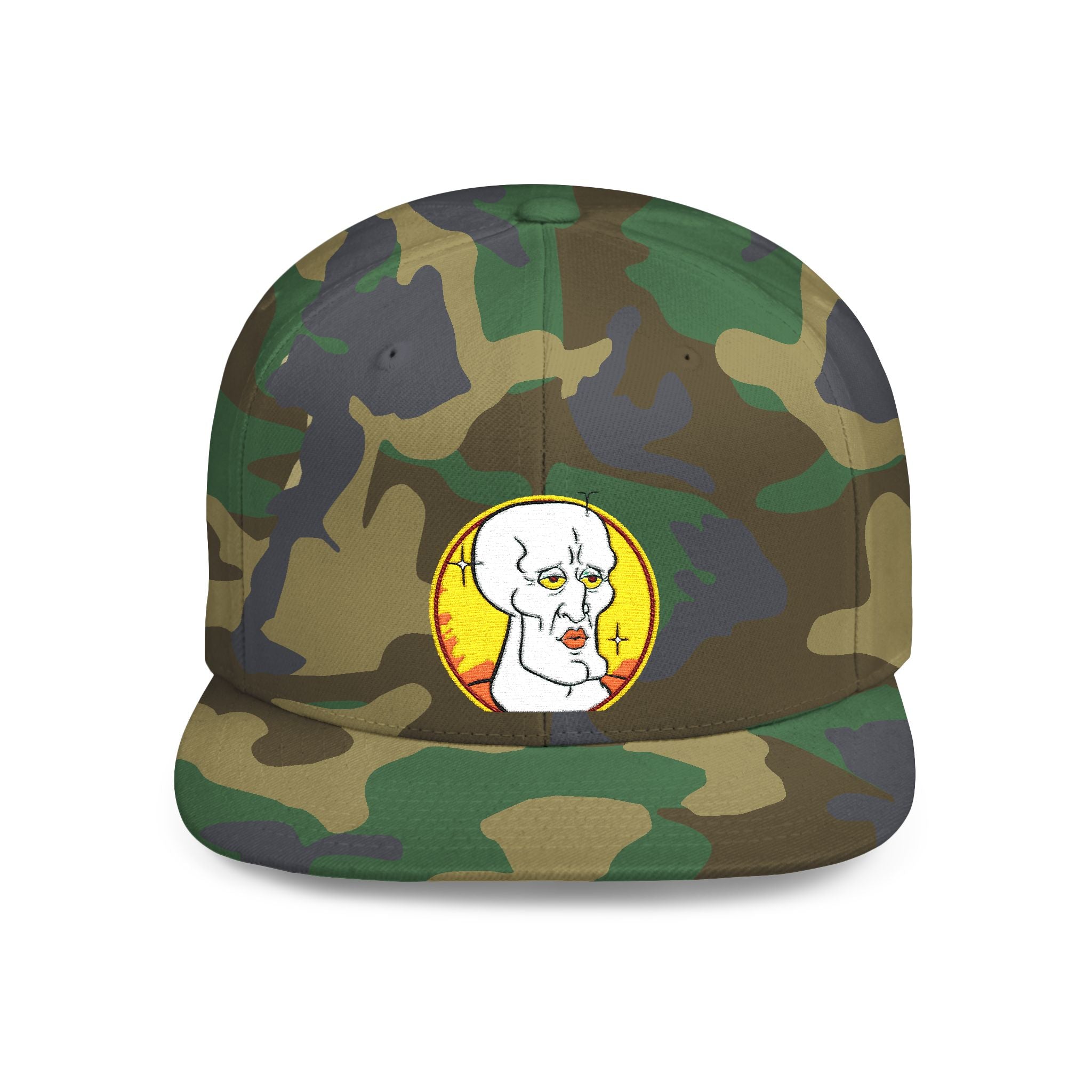 Snapback Hat — Cute Cat Holding Flower Patch, Cute Kawaii Cat Embroidered Cap