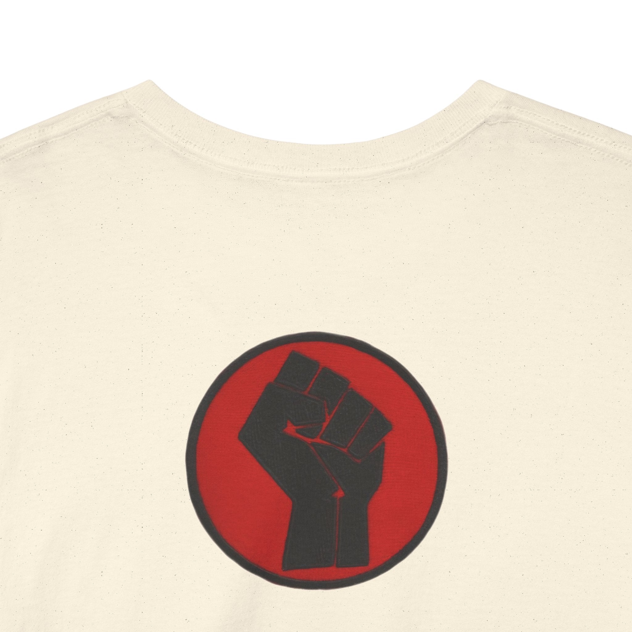 Basketball Jumpman Tee — Retro Skyline Graphic T-Shirt with Red Fist Back Emblem