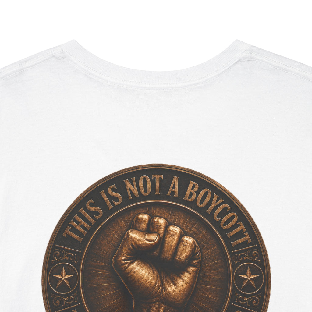 Graphic Tee — 'This Is Not A Boycott' Fist Emblem with Vintage Group Portrait