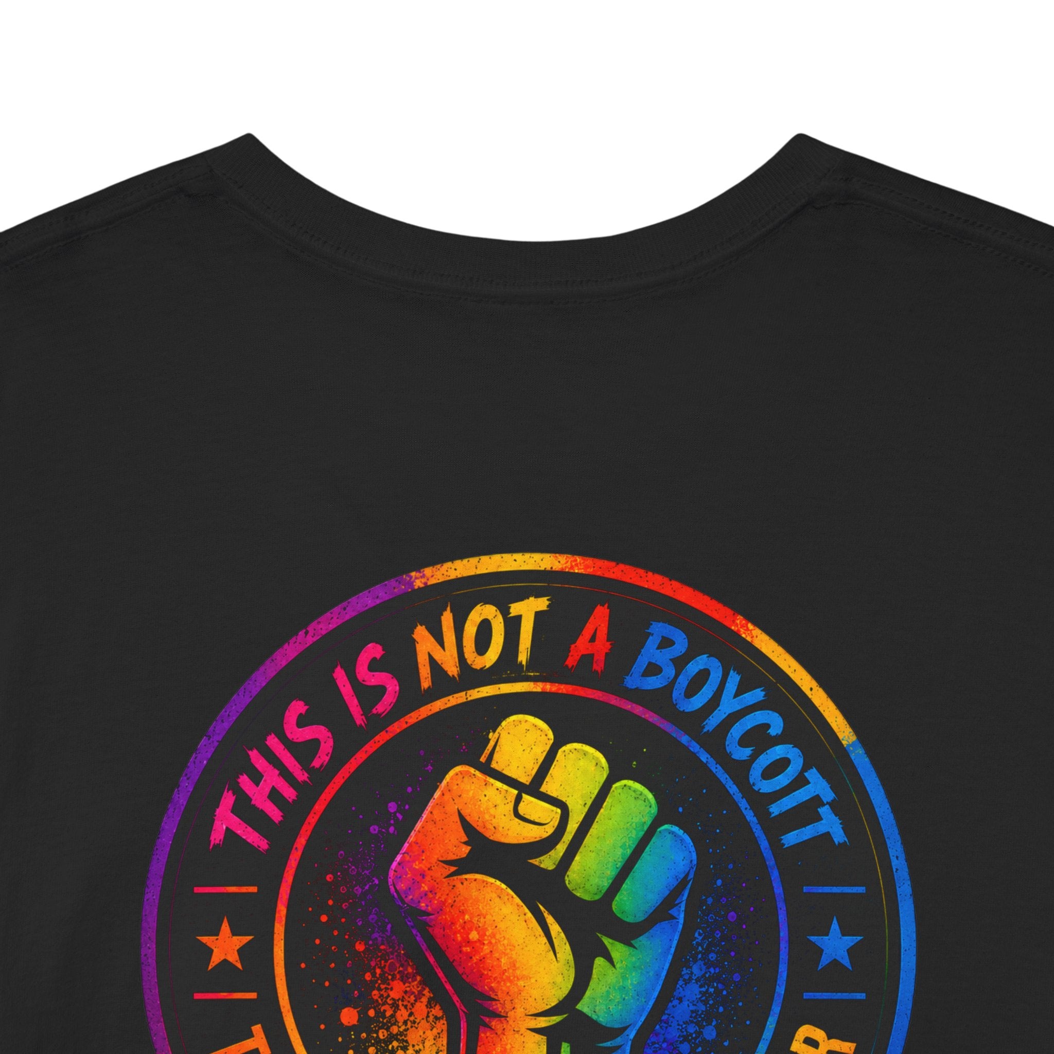 T-Shirt — Rainbow Empowerment Portrait Tee ("This Is Not A Boycott, This Is A Human Transaction")