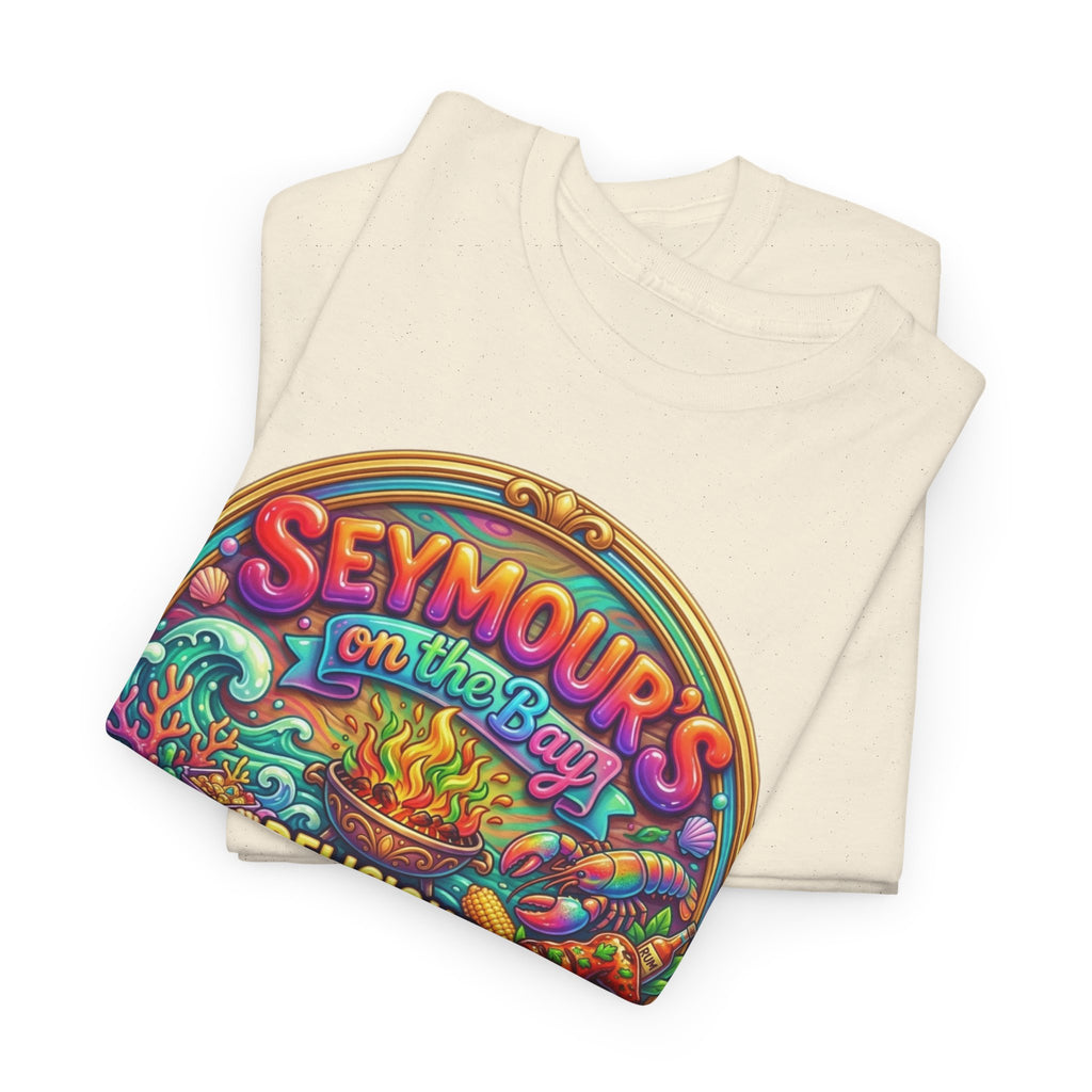 Caribbean BBQ & Seafood Tee — “Seymour’s” Vibrant Island Food Graphic T-Shirt