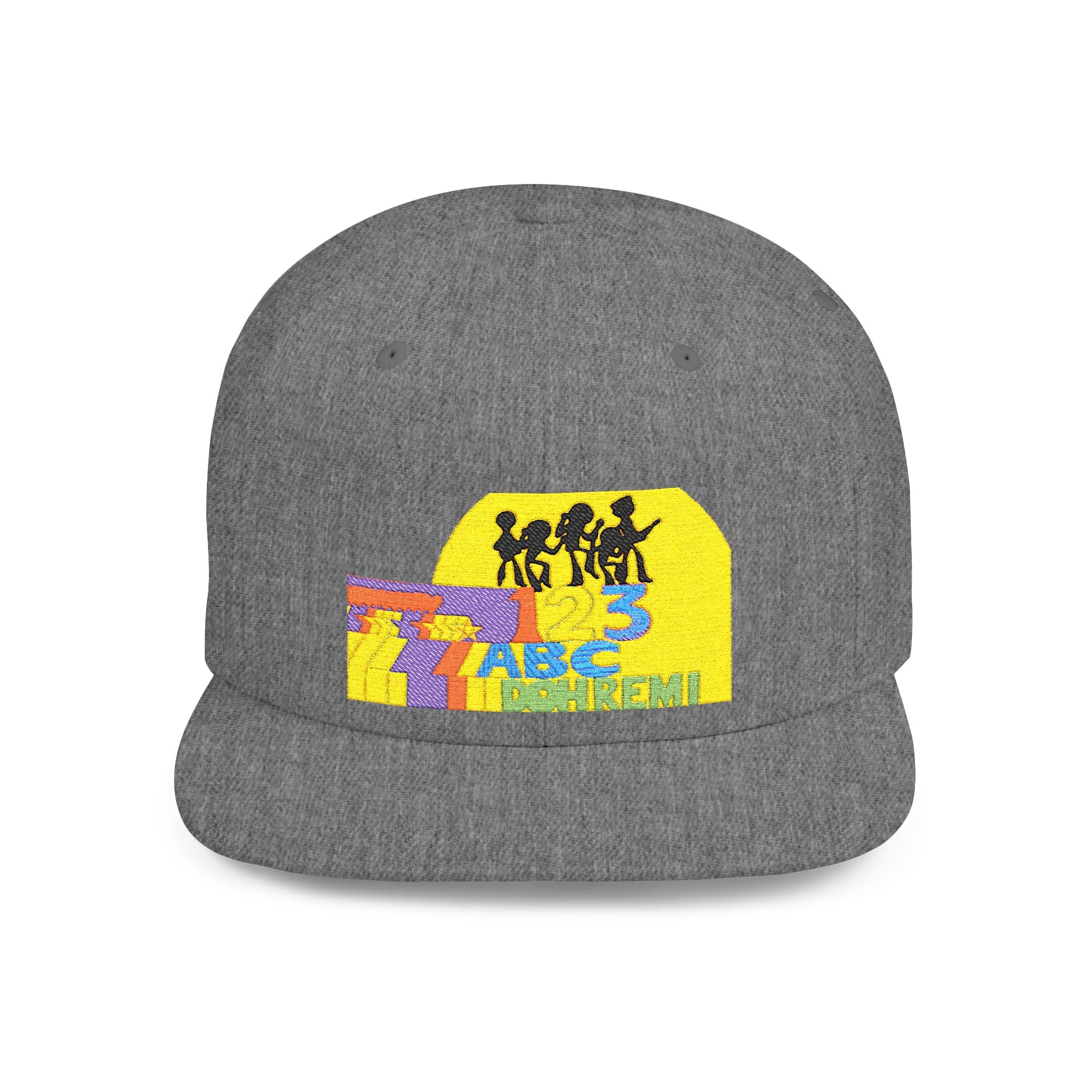 Flat Bill Snapback Hat — Retro Dance Crew Graphic Cap