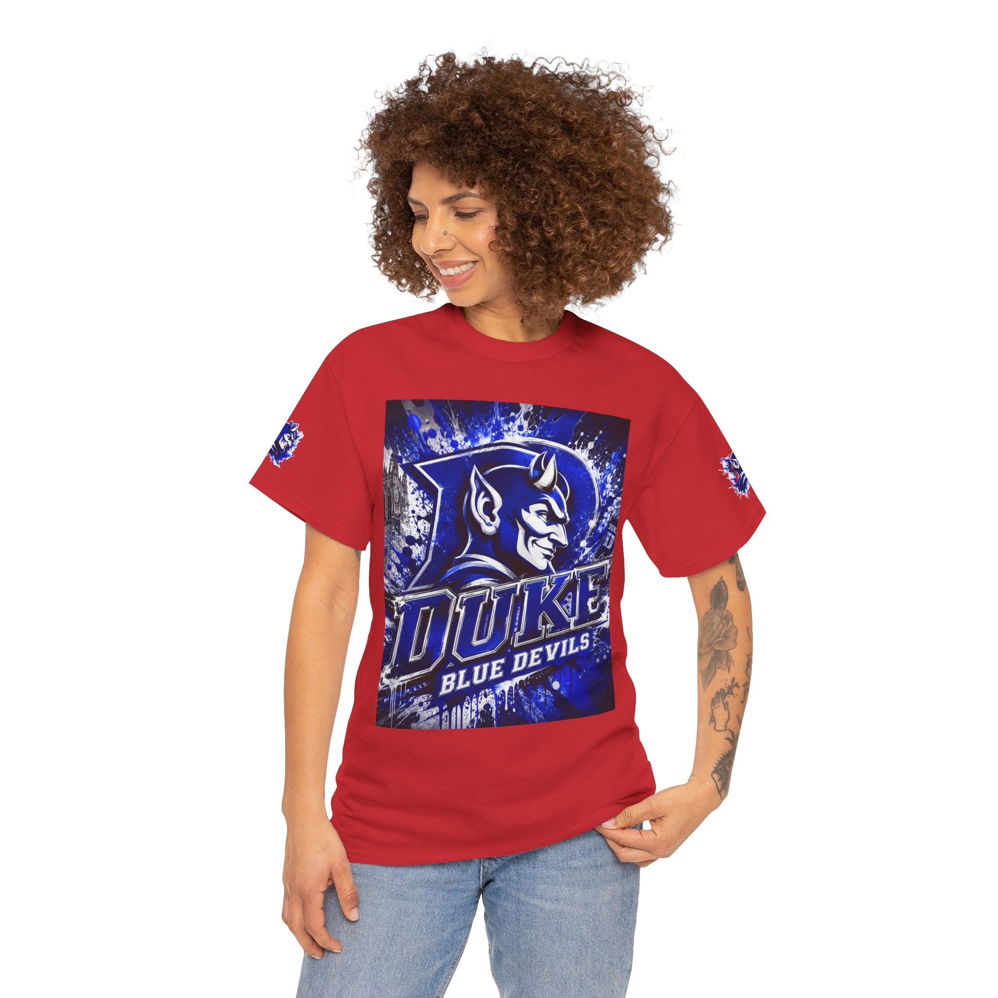 Duke Blue Devils Graphic Tee — Splatter Devil Logo T‑Shirt