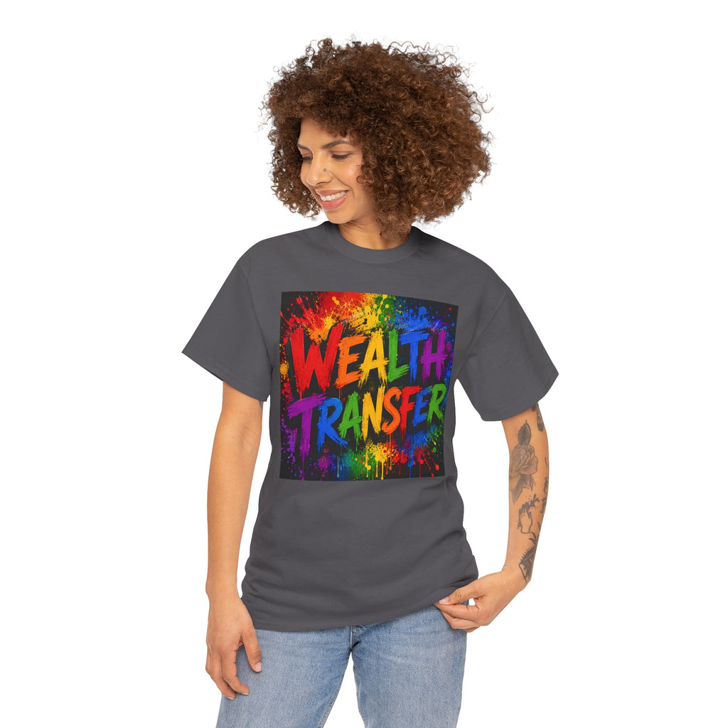 Wealth Transfer T-Shirt — Rainbow Graffiti Design (Back Fist Emblem)