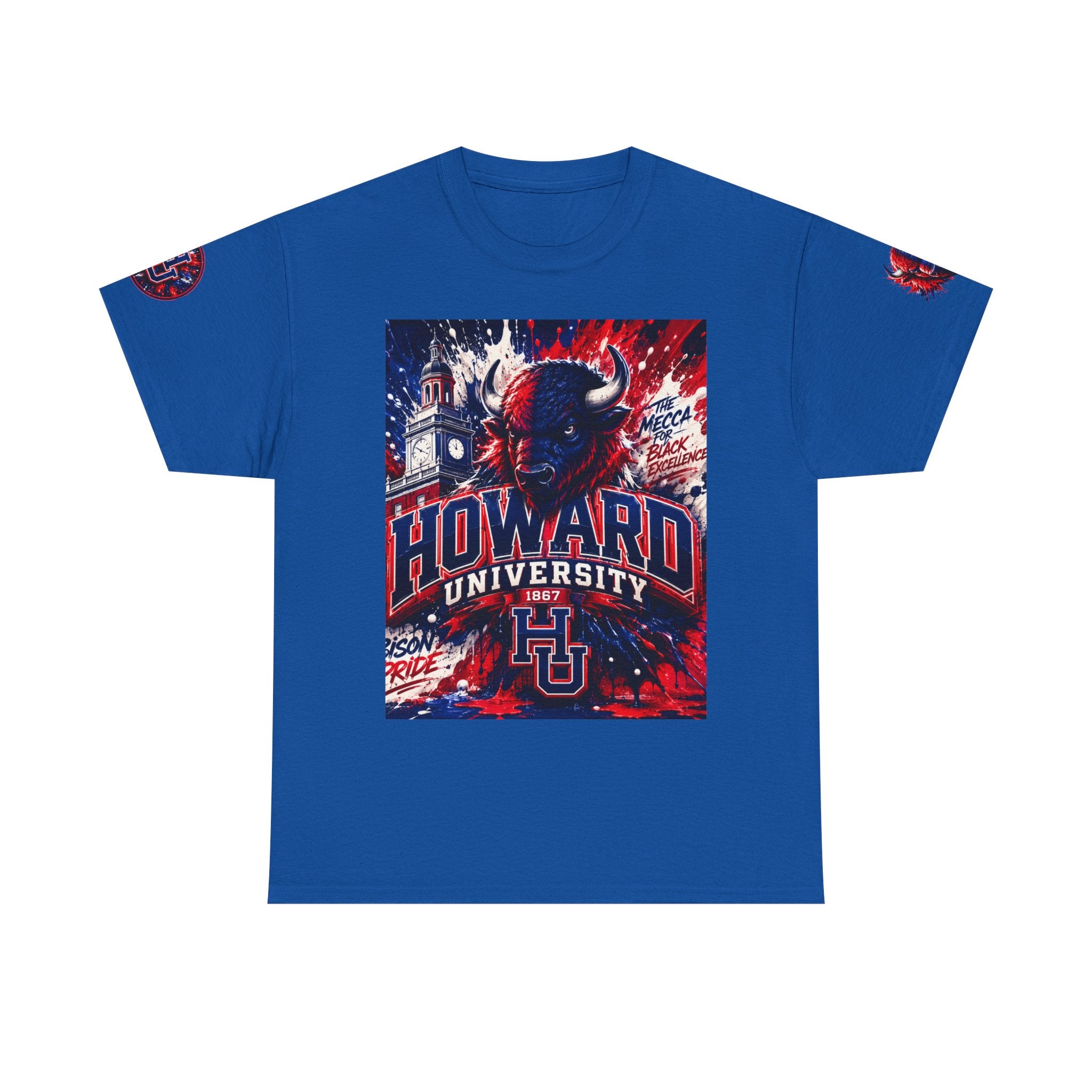 Howard University Buffalo Spirit Tee — HU Bison Red & Blue Campus Shirt