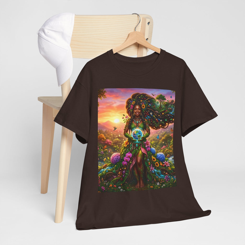 Earth Goddess T-Shirt — Vibrant Floral Nature Mother Graphic Tee