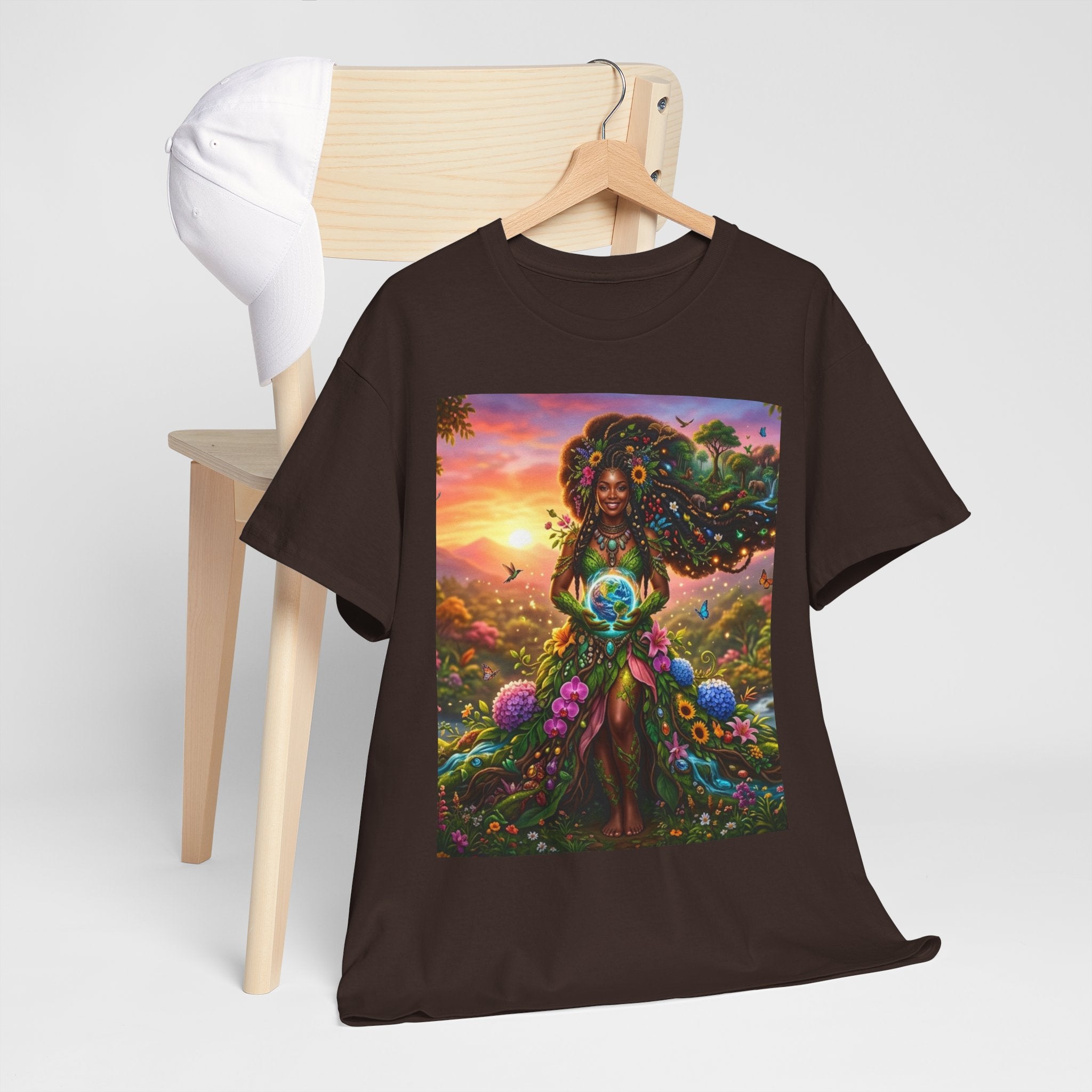 Earth Goddess T-Shirt — Vibrant Floral Nature Mother Graphic Tee