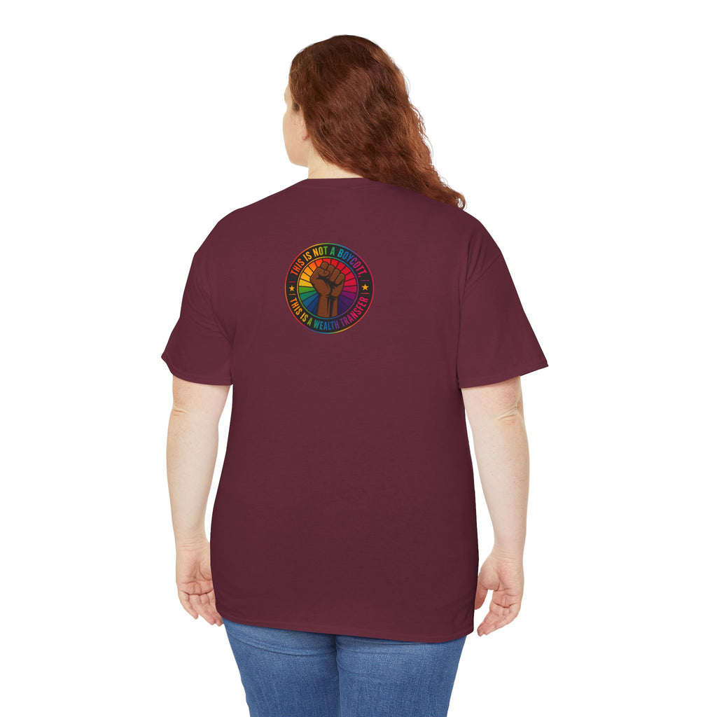 Graphic Tee — "I'm White, But Not THAT White" Illustration with Back Raised Fist Logo