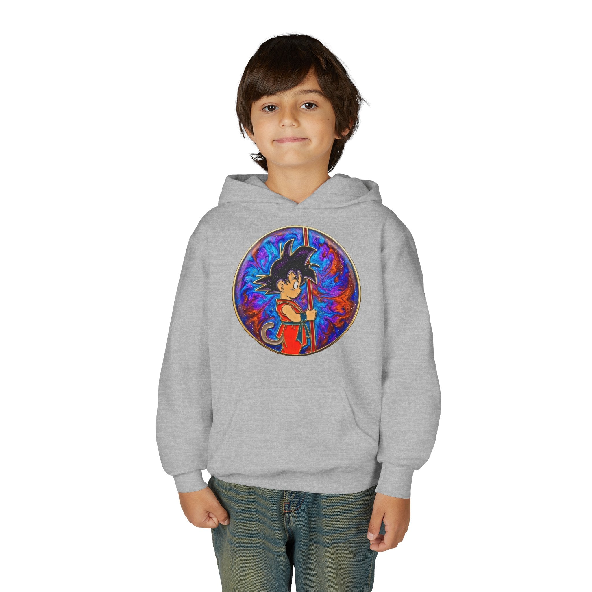 Dragon Boy Hoodie — Goku Cartoon Emblem Youth Hooded Sweatshirt