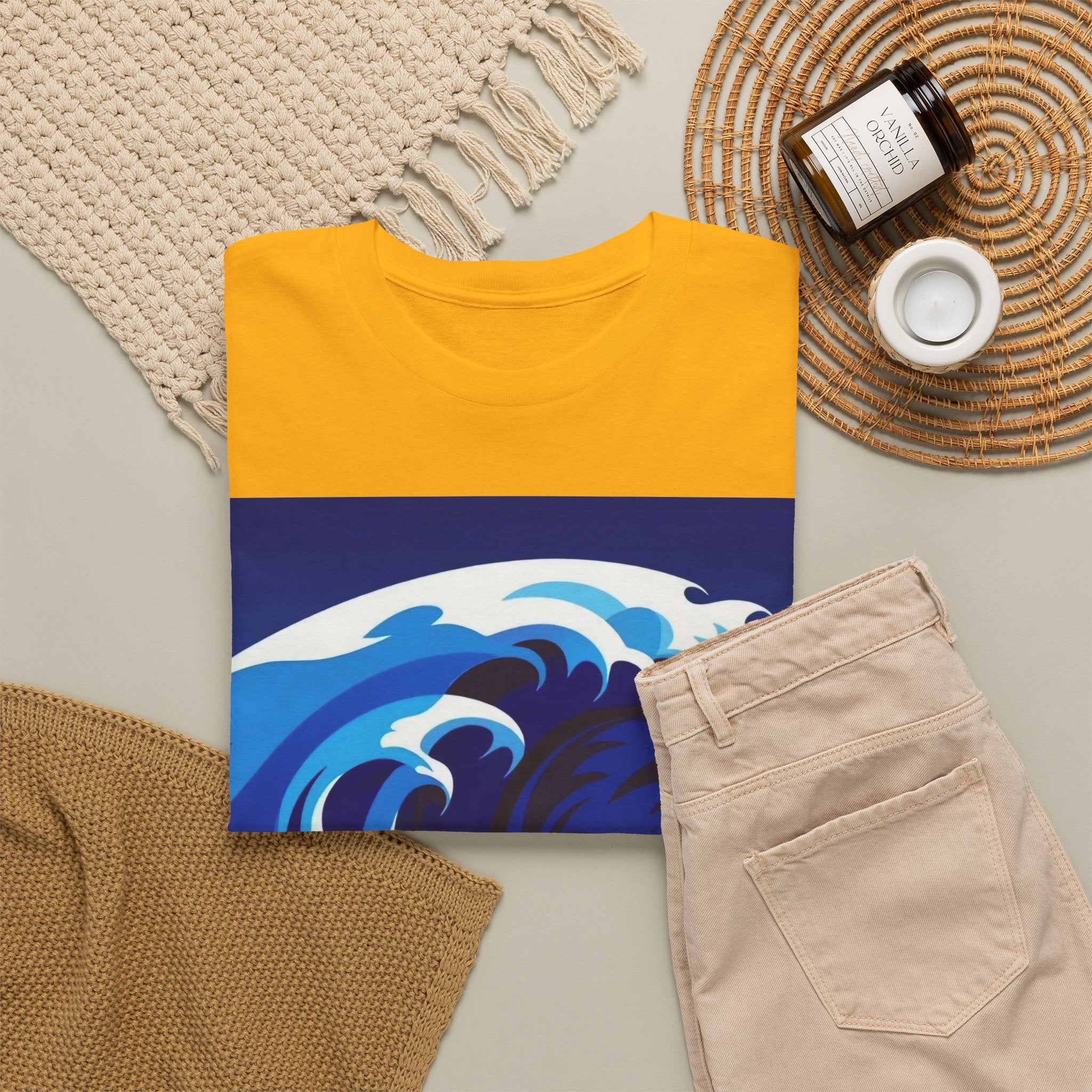 T-Shirt — Coastal Wave Graphic Tee (Ocean Sunset Wave Art)
