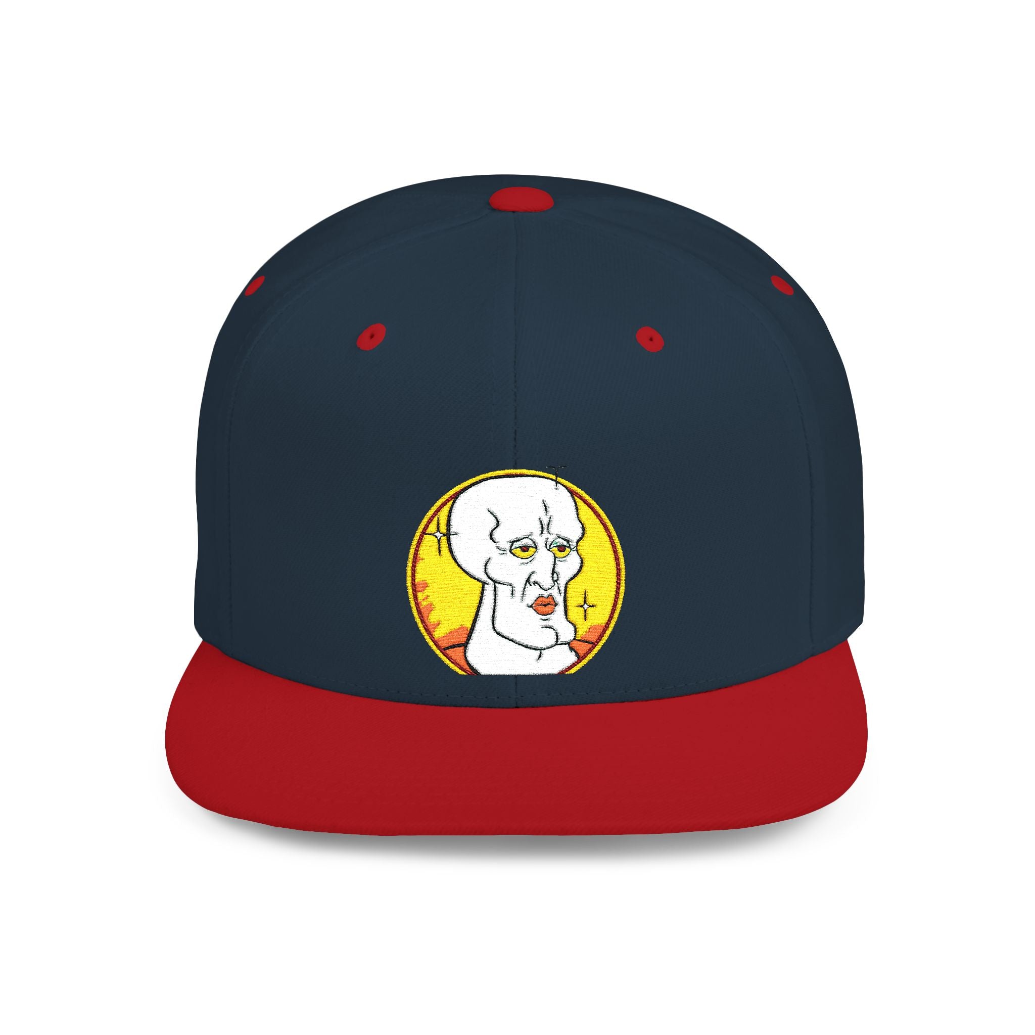 Snapback Hat — Cute Cat Holding Flower Patch, Cute Kawaii Cat Embroidered Cap