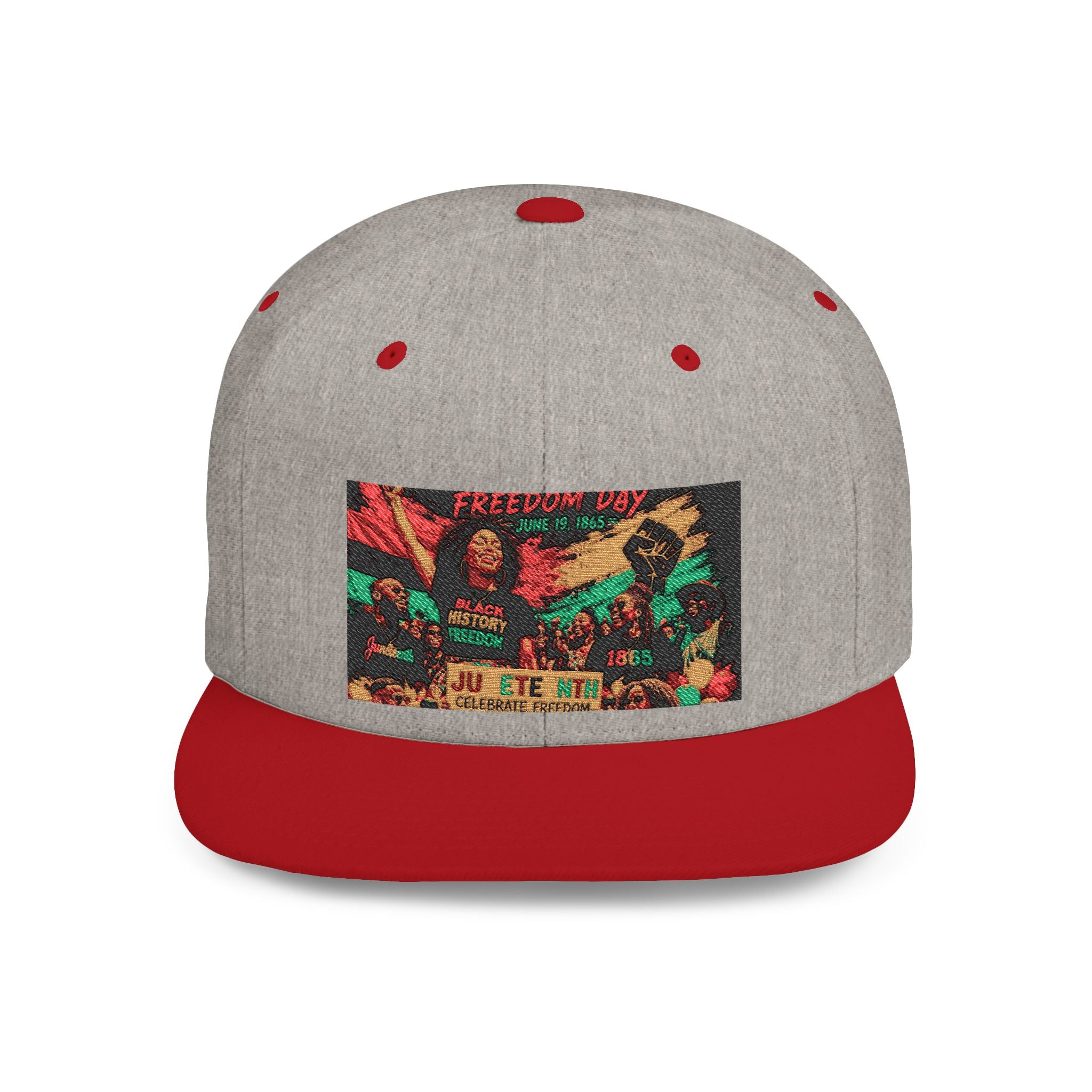 Reggae Vibes Flat Bill Snapback Hat — Colorful Rasta Music Patch