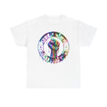 Protest Fist Graphic Tee — "Love Is Love" Rainbow Drip Pride Shirt