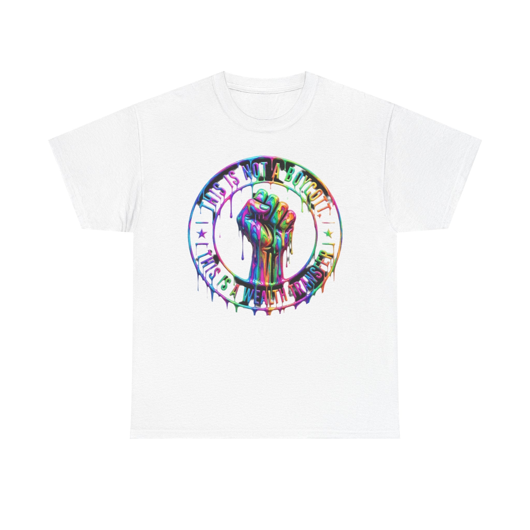 Protest Fist Graphic Tee — "Love Is Love" Rainbow Drip Pride Shirt