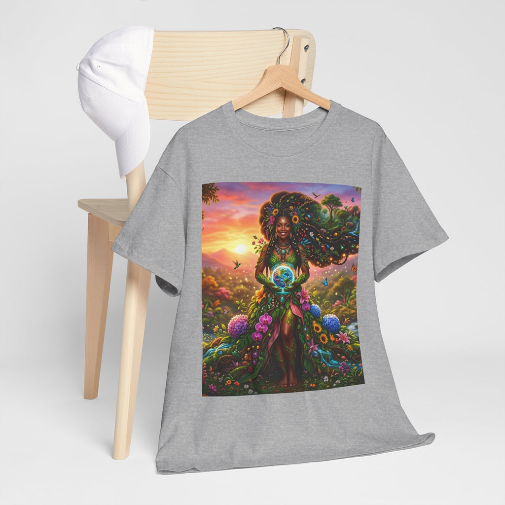Earth Goddess T-Shirt — Vibrant Floral Nature Mother Graphic Tee