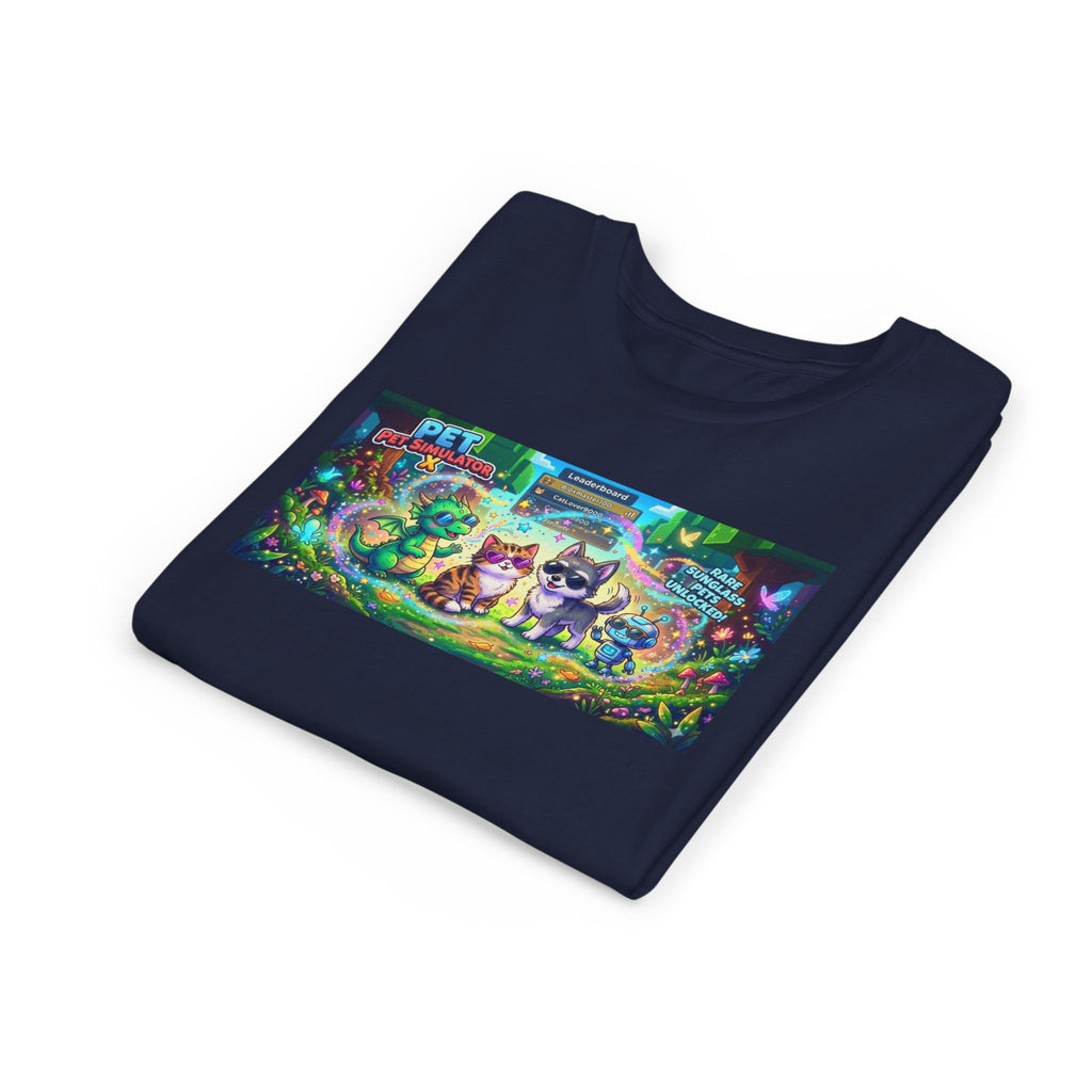 Cute Fantasy Pets Sunglasses Tee — Dragon, Cat, Wolf & Robot Pets