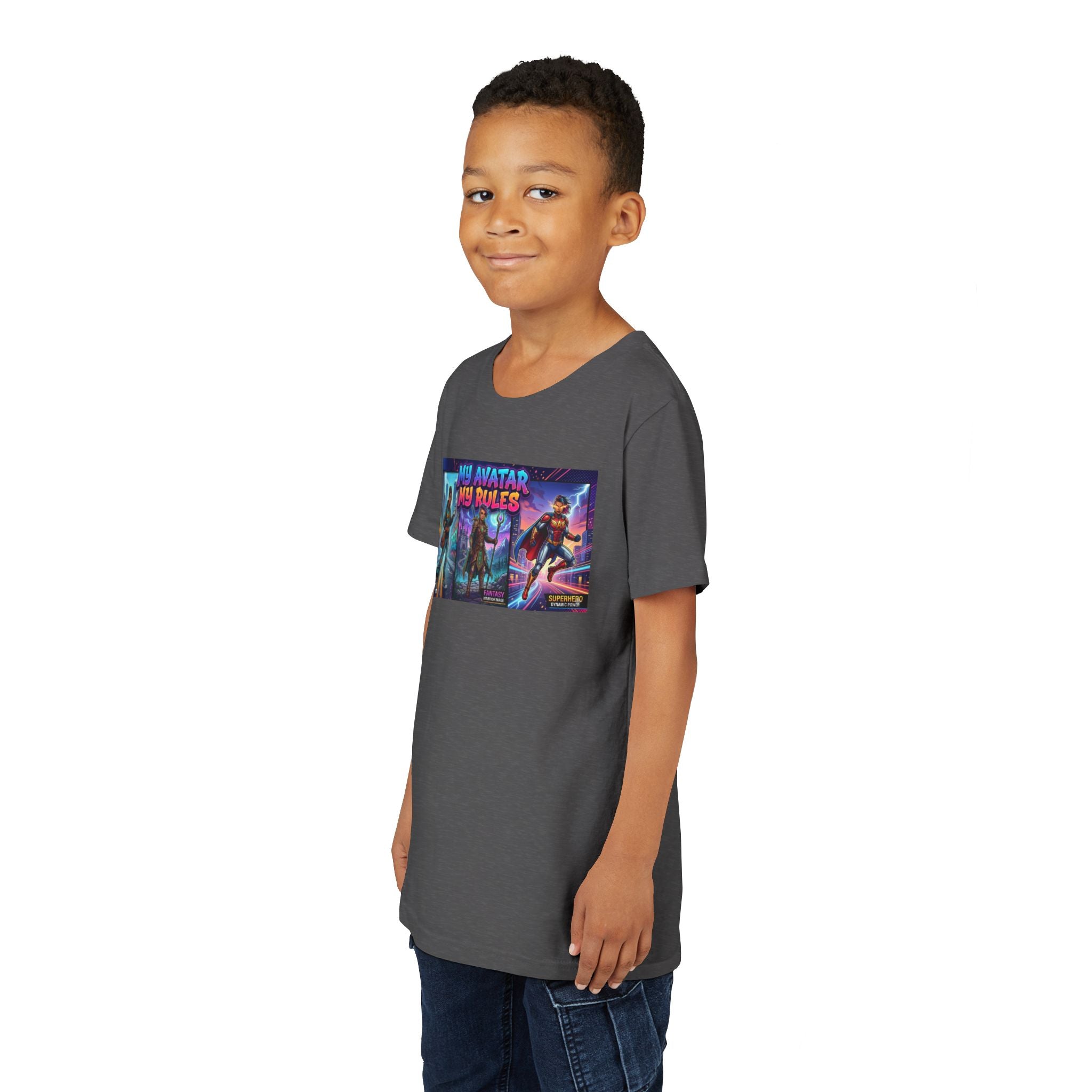 Youth Tee — “MY AVATAR MY RULES” Customizable Character Graphic