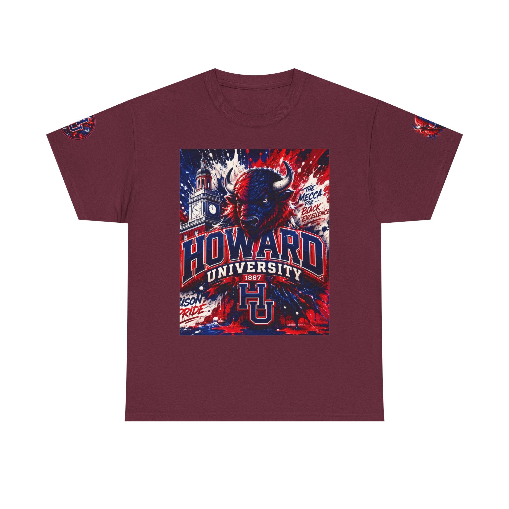 Howard University Buffalo Spirit Tee — HU Bison Red & Blue Campus Shirt