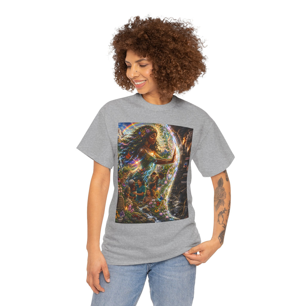 Cosmic Guardian Tee — Earth Mother Spiritual Graphic T-Shirt