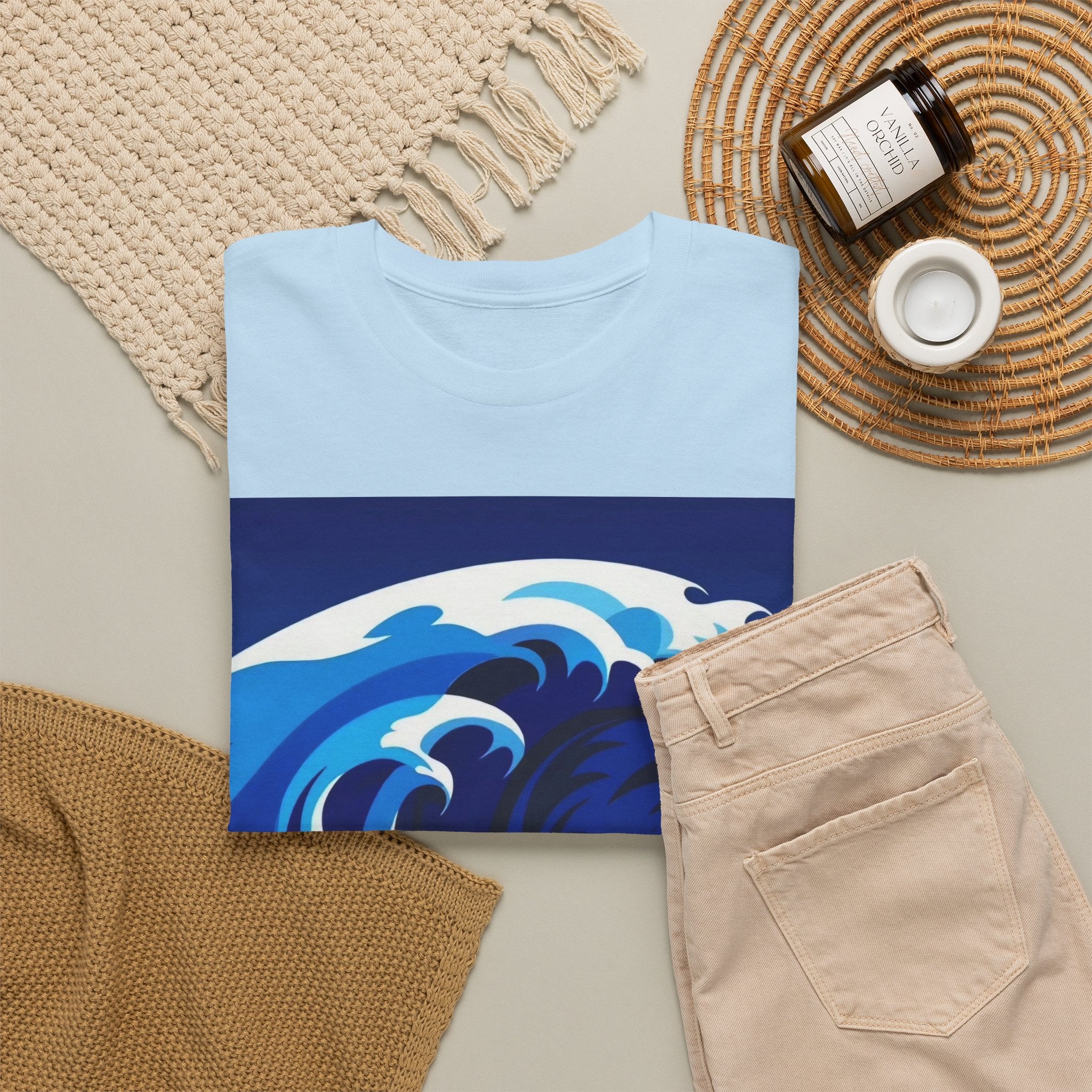 T-Shirt — Coastal Wave Graphic Tee (Ocean Sunset Wave Art)