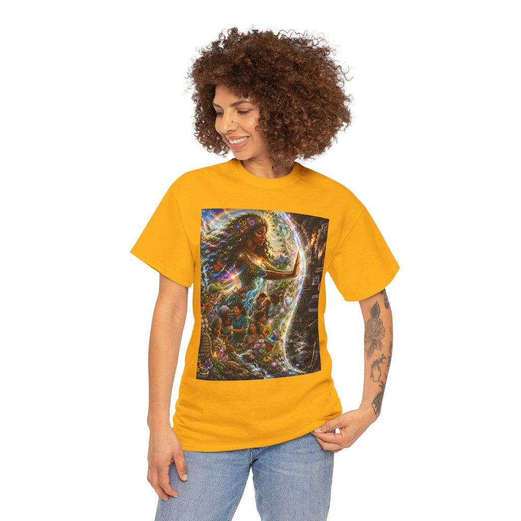 Cosmic Guardian Tee — Earth Mother Spiritual Graphic T-Shirt
