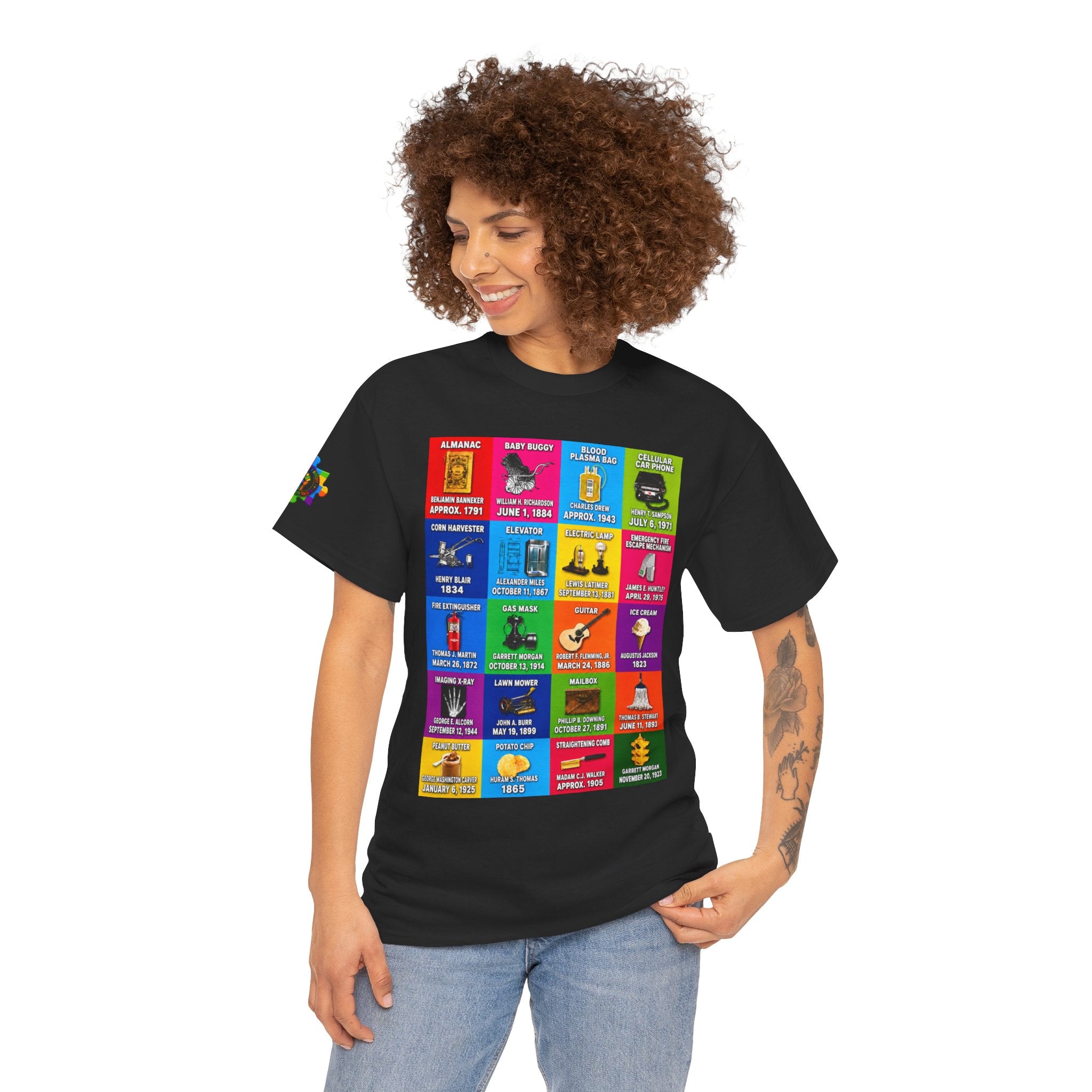 Black inventors Grid T‑Shirt — Colorful Historical Portraits Tee