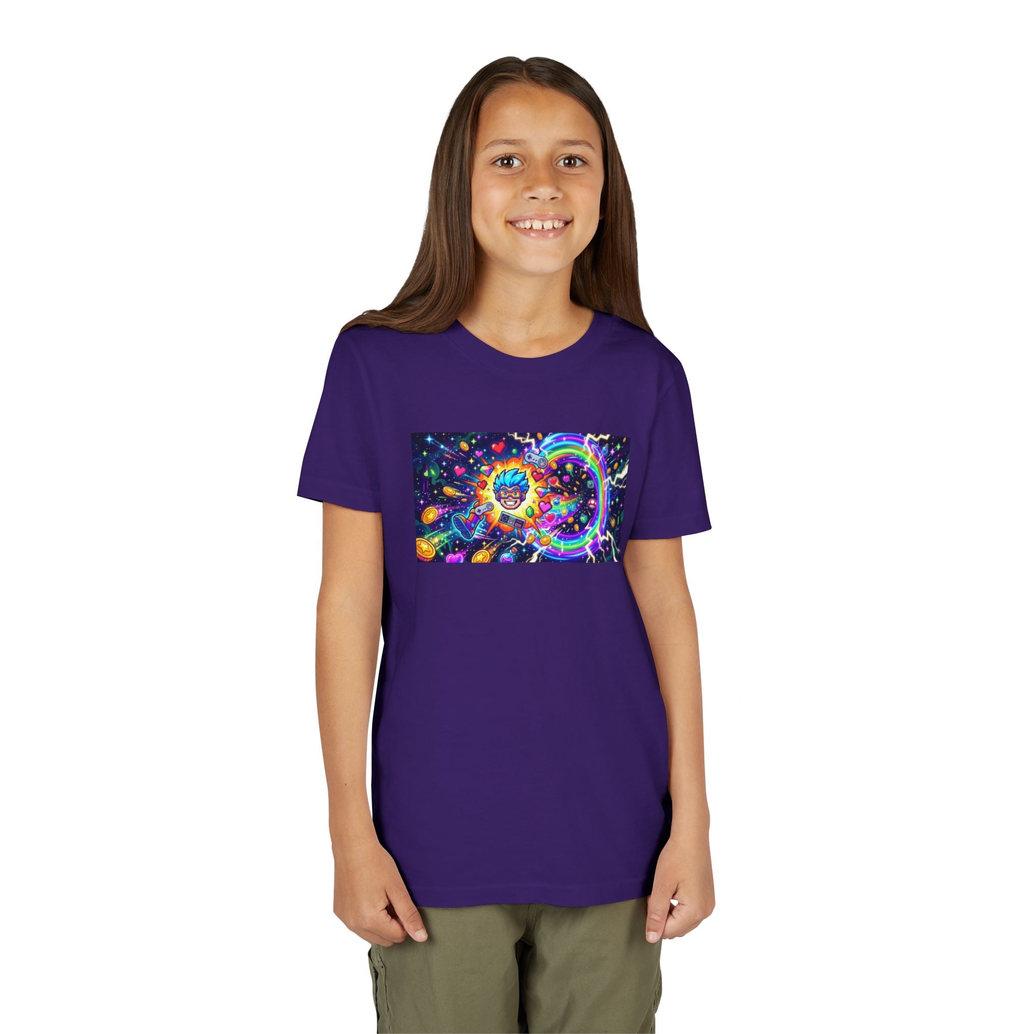 Kids Gaming Tee — Neon Rainbow Portal Gamer Shirt