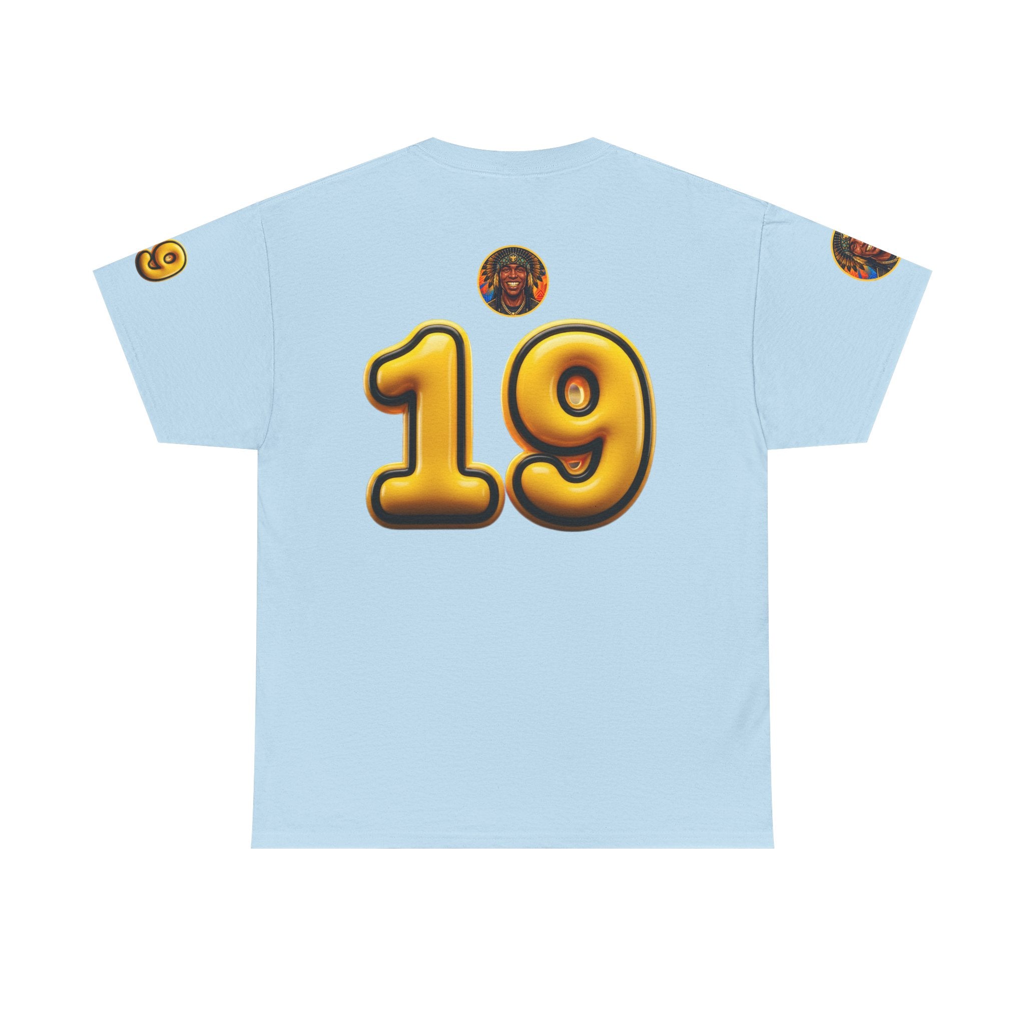 Melanated 19 Graphic Tee — Retro Script Logo & Gold Number Baseball Shirt