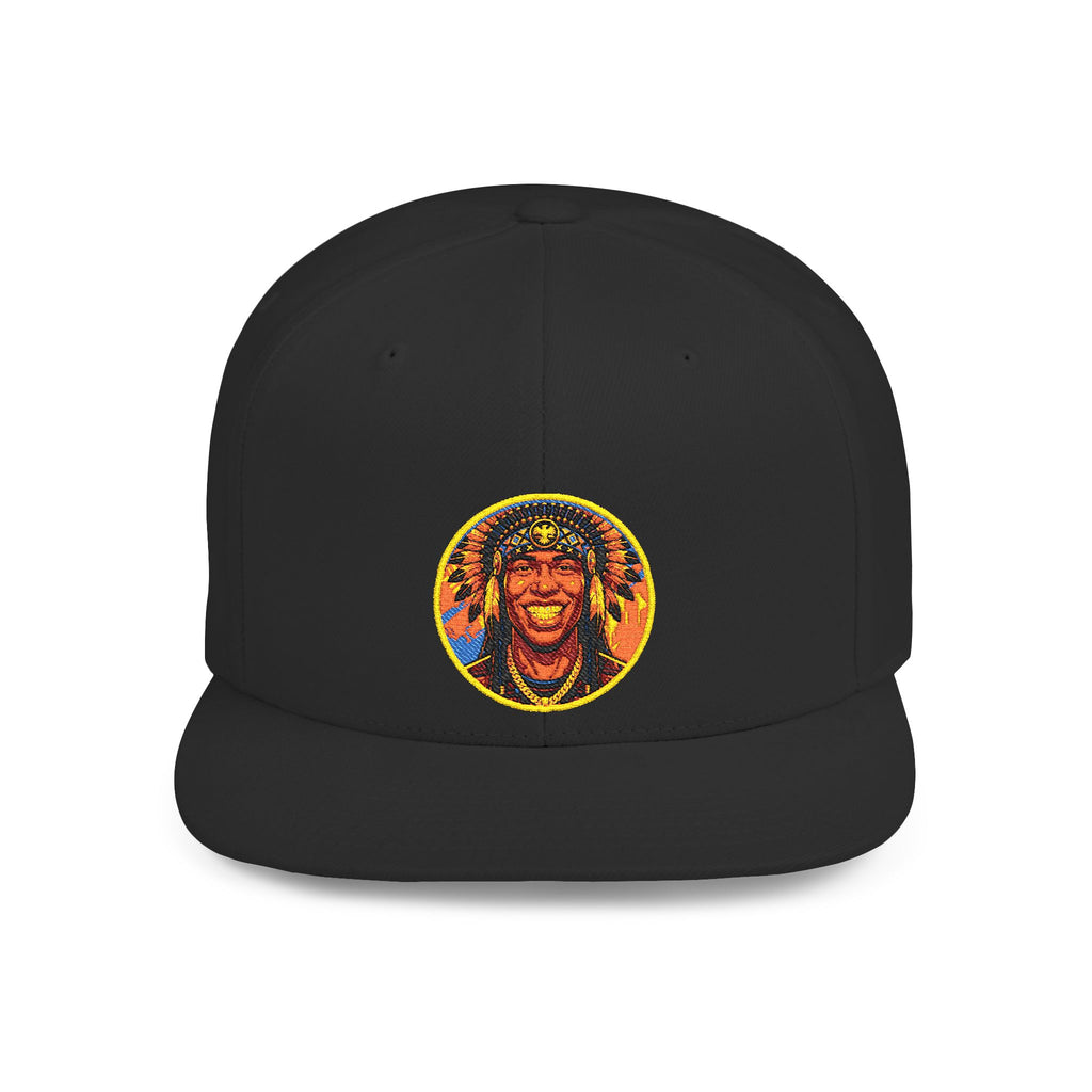 Snapback Hat — Vibrant Tribal Lion Patch Flat Bill Cap