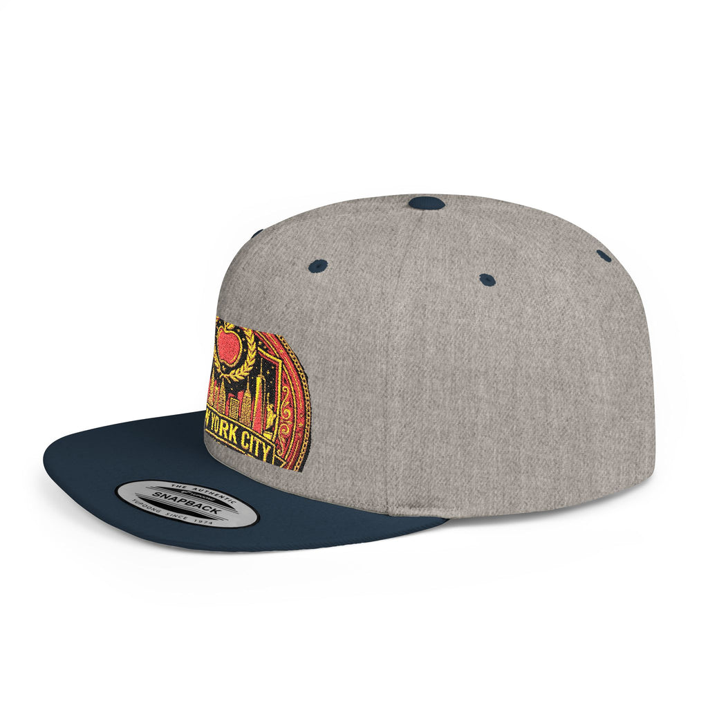 New York City Flat Bill Snapback Hat – Retro Skyline Patch Cap