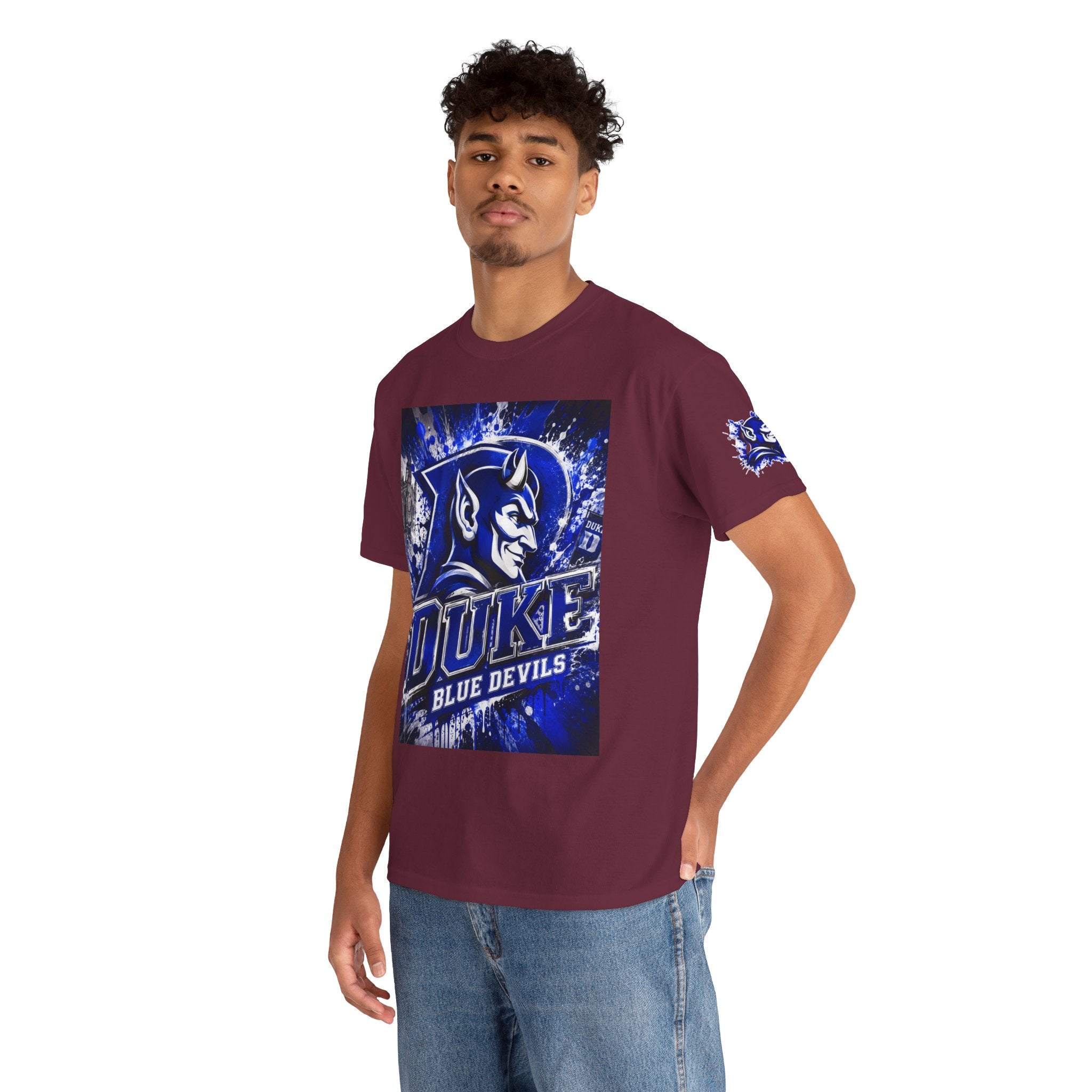 Duke Blue Devils Graphic Tee — Splatter Devil Logo T‑Shirt