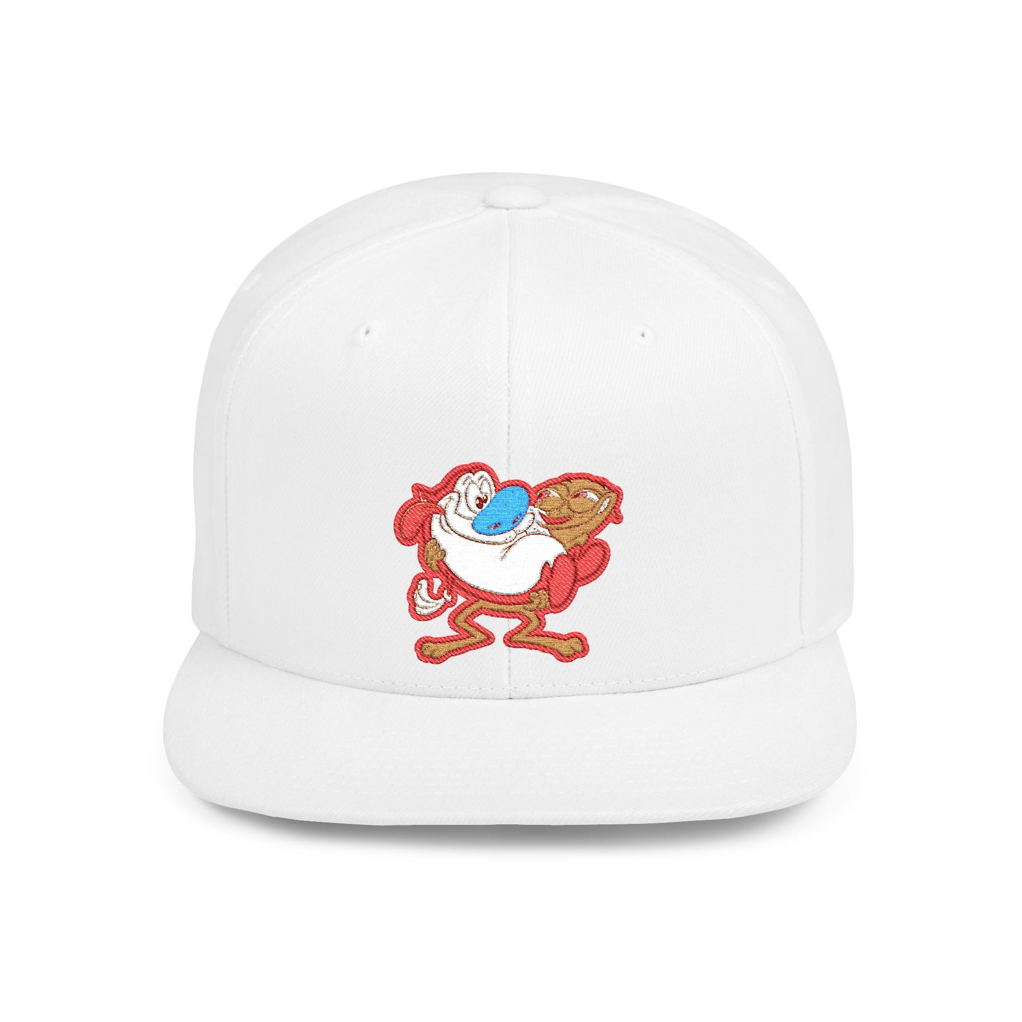 Retro Cartoon Egg Character Flat Bill Snapback Hat