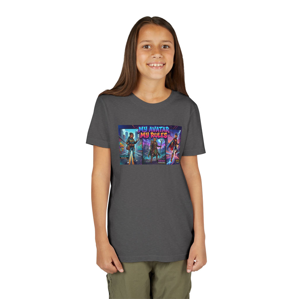 Youth Tee — “MY AVATAR MY RULES” Customizable Character Graphic