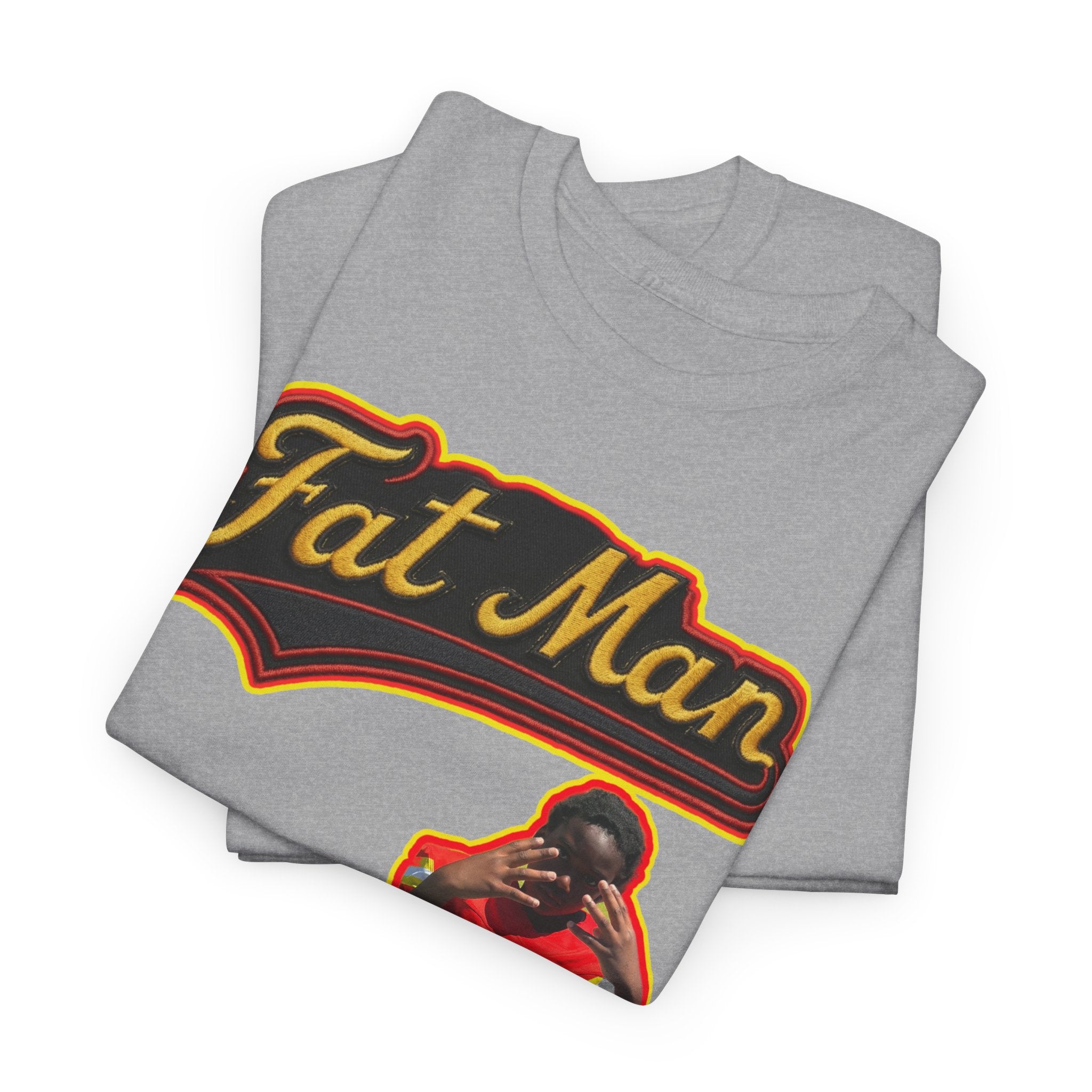 Fat Man Graphic Tee — Retro Boxing Design with '10' Back Patch