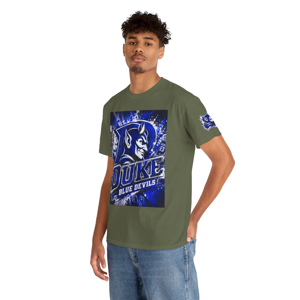 Duke Blue Devils Graphic Tee — Splatter Devil Logo T‑Shirt