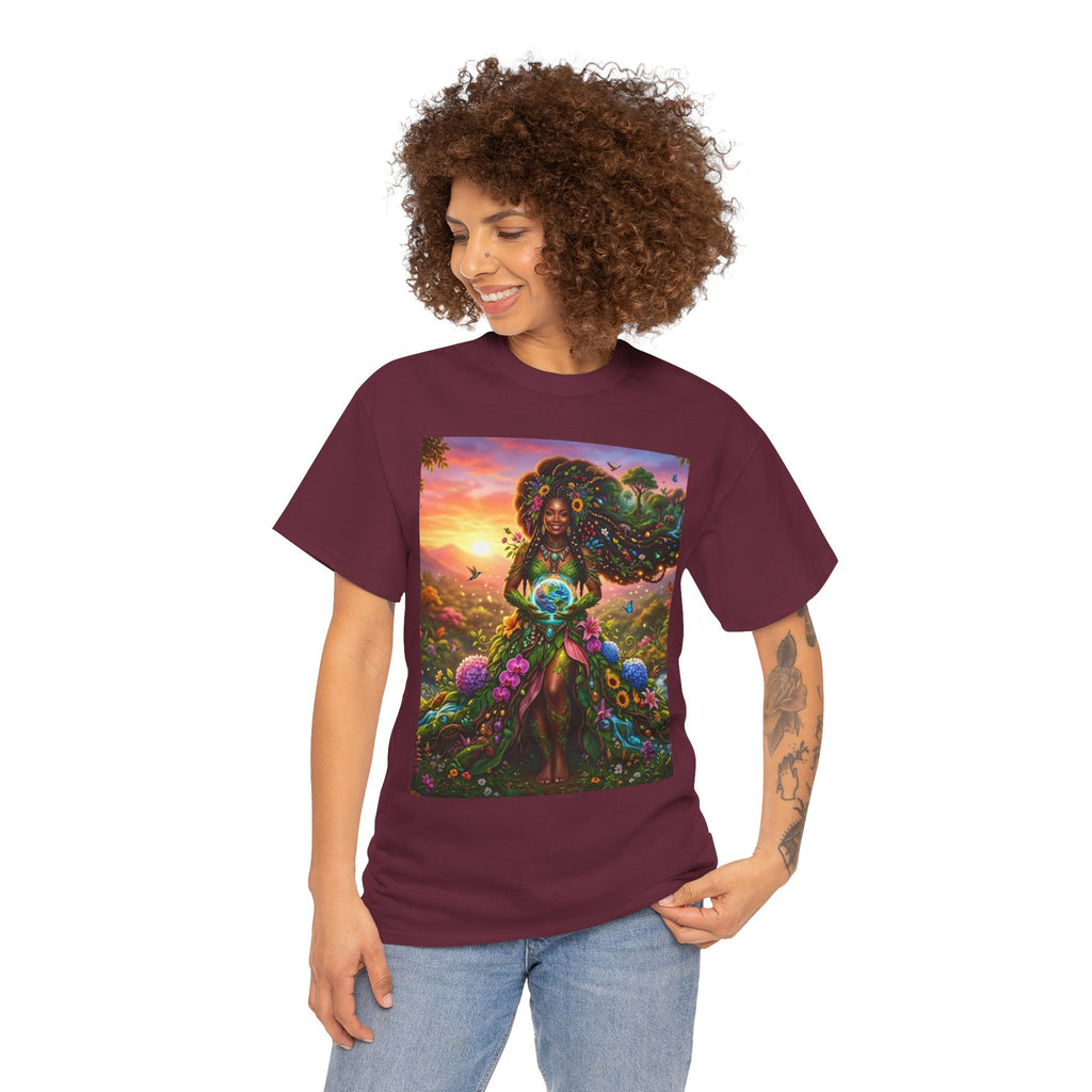 Earth Goddess T-Shirt — Vibrant Floral Nature Mother Graphic Tee