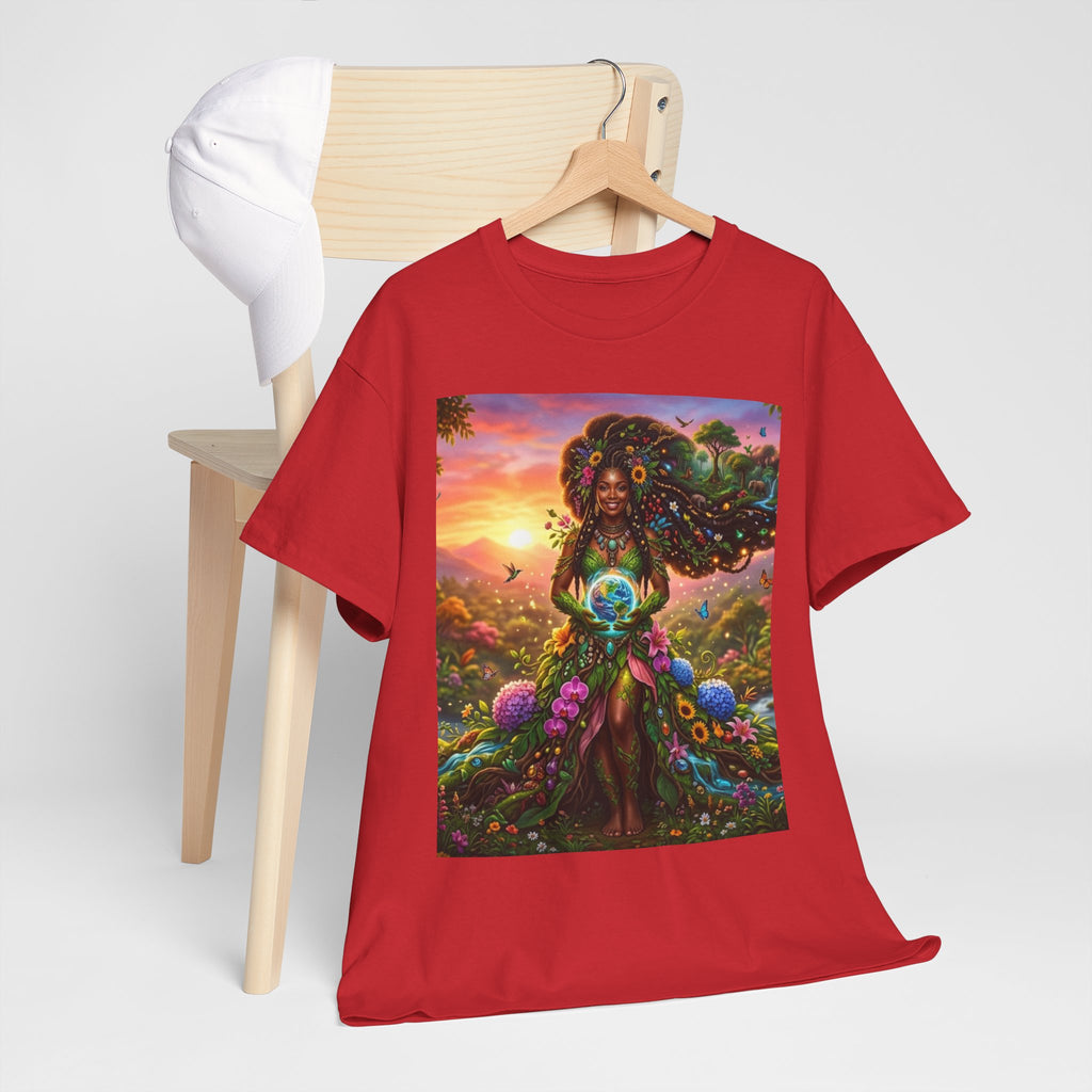Earth Goddess T-Shirt — Vibrant Floral Nature Mother Graphic Tee