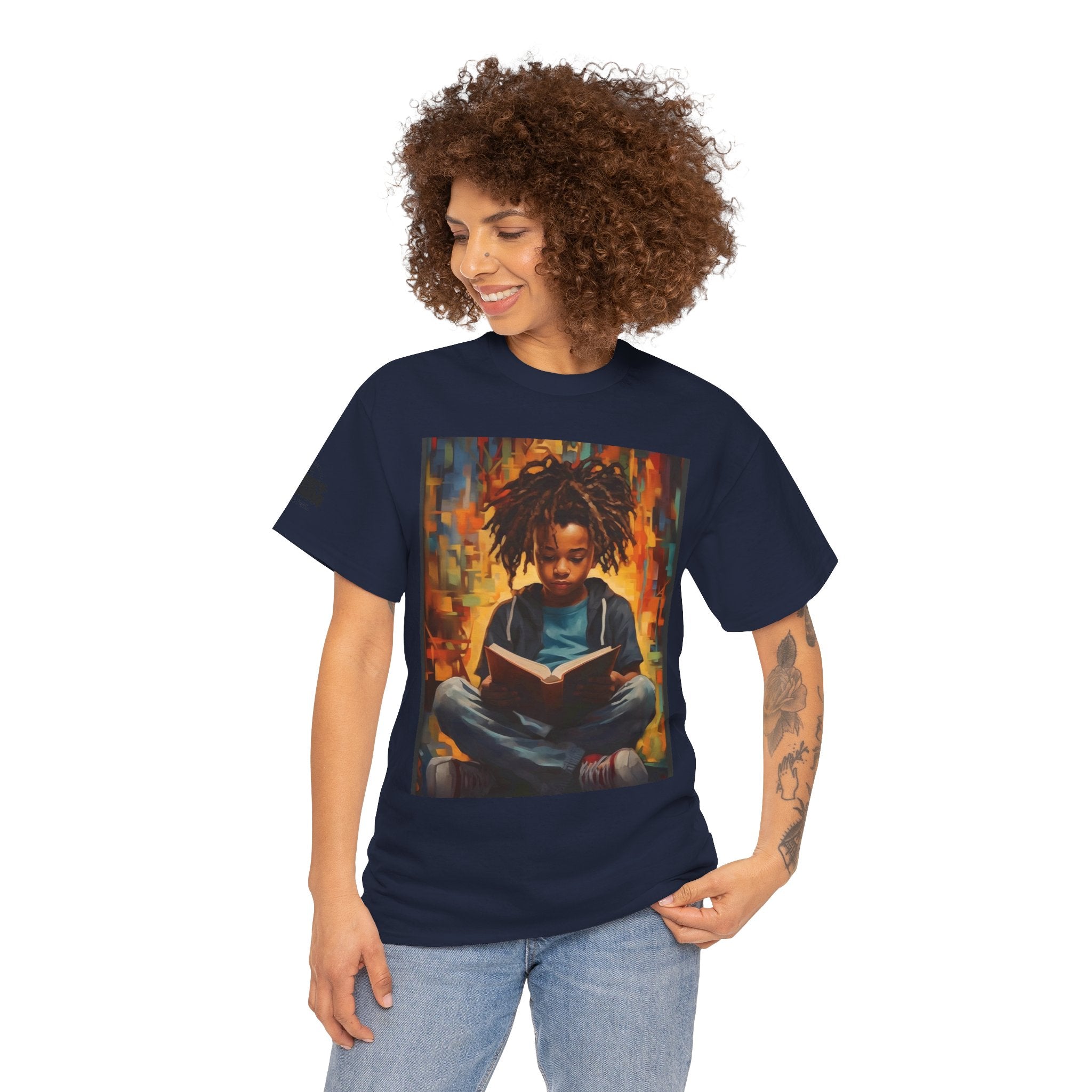 Graphic Tee — 'This Is Not A Boycott, This Is A Wealth Transfer' Back Print with Reading Child Artwork