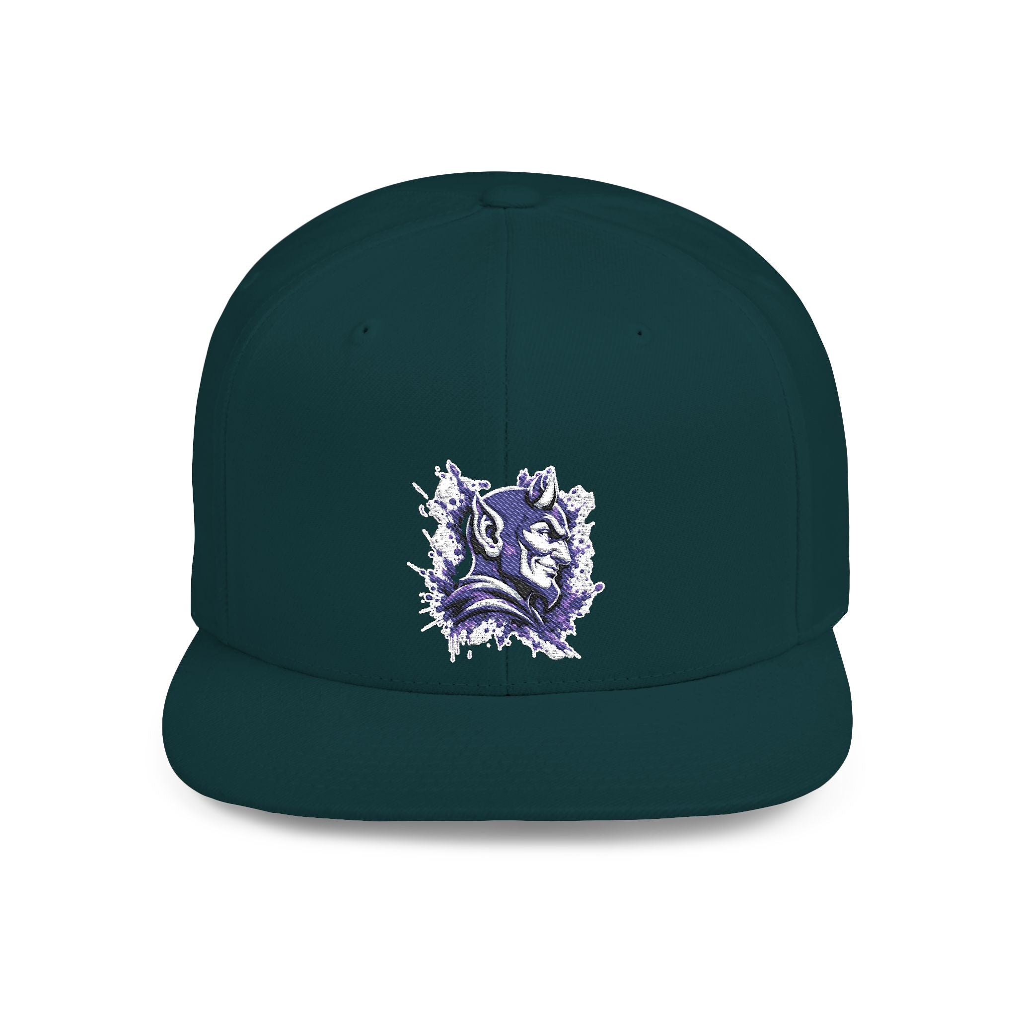 Snapback Hat — Abstract Purple Splash Crown Embroidered Flat Bill