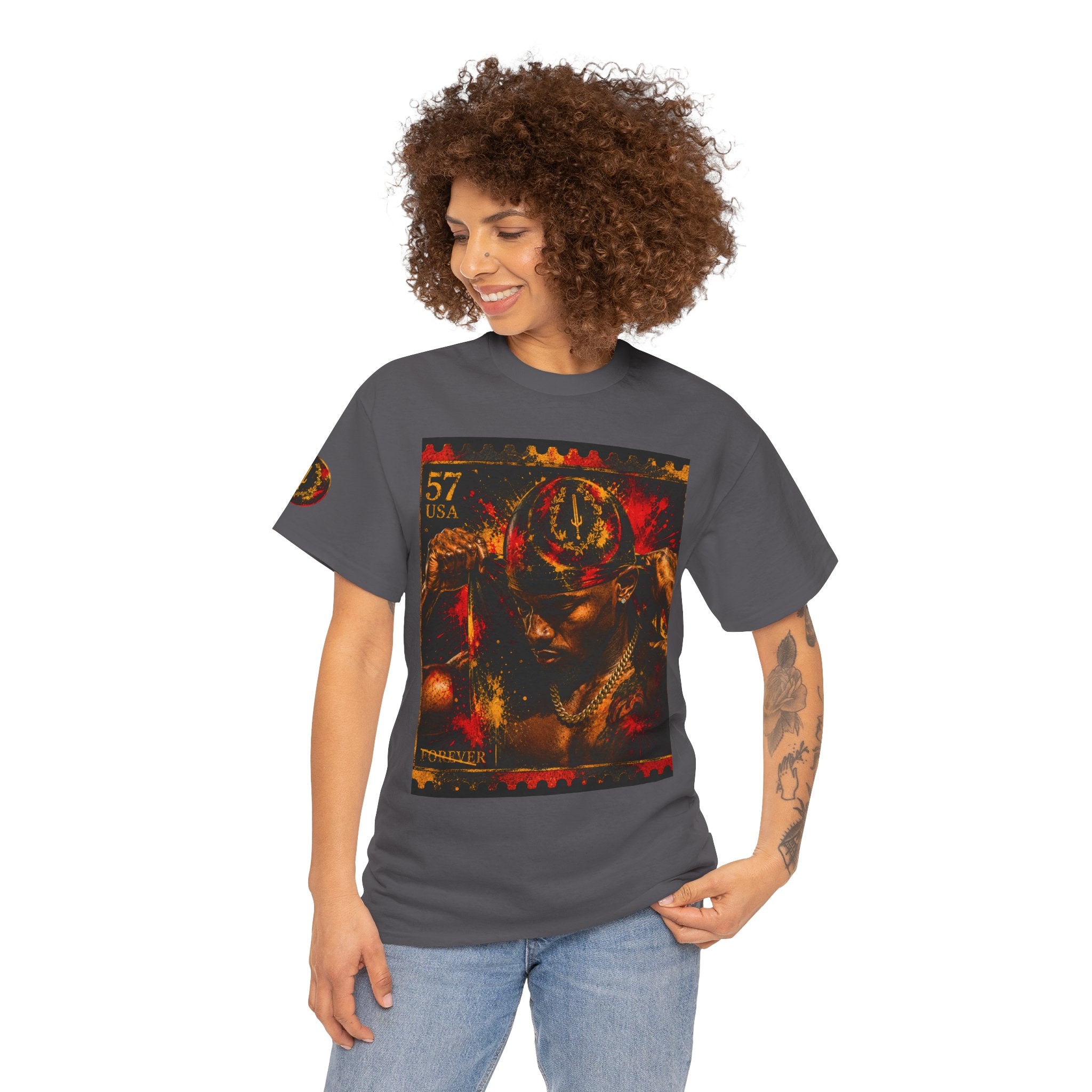 T-Shirt — Regal Afrocentric Portrait Tee (57 USA Stamp Design)