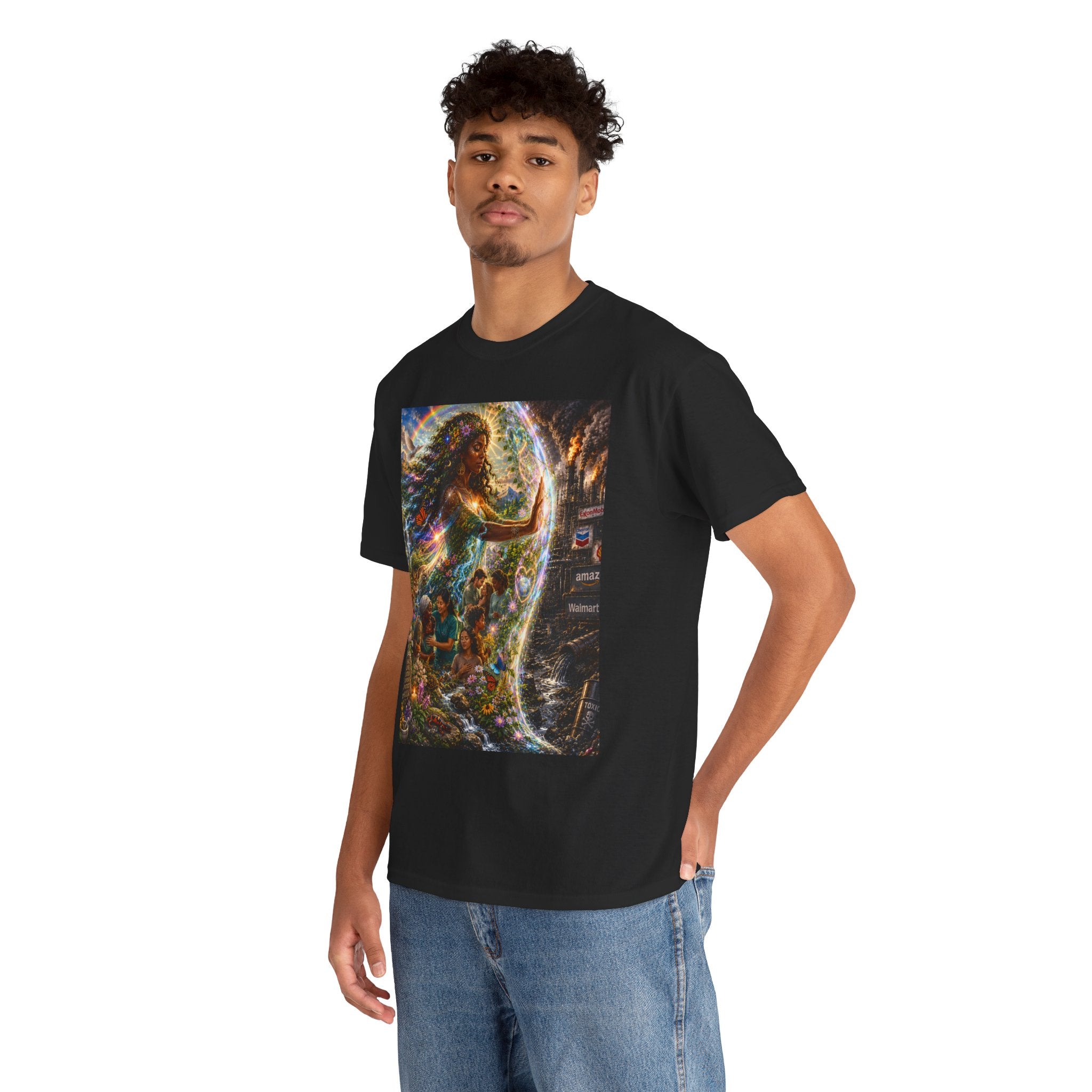 Cosmic Guardian Tee — Earth Mother Spiritual Graphic T-Shirt