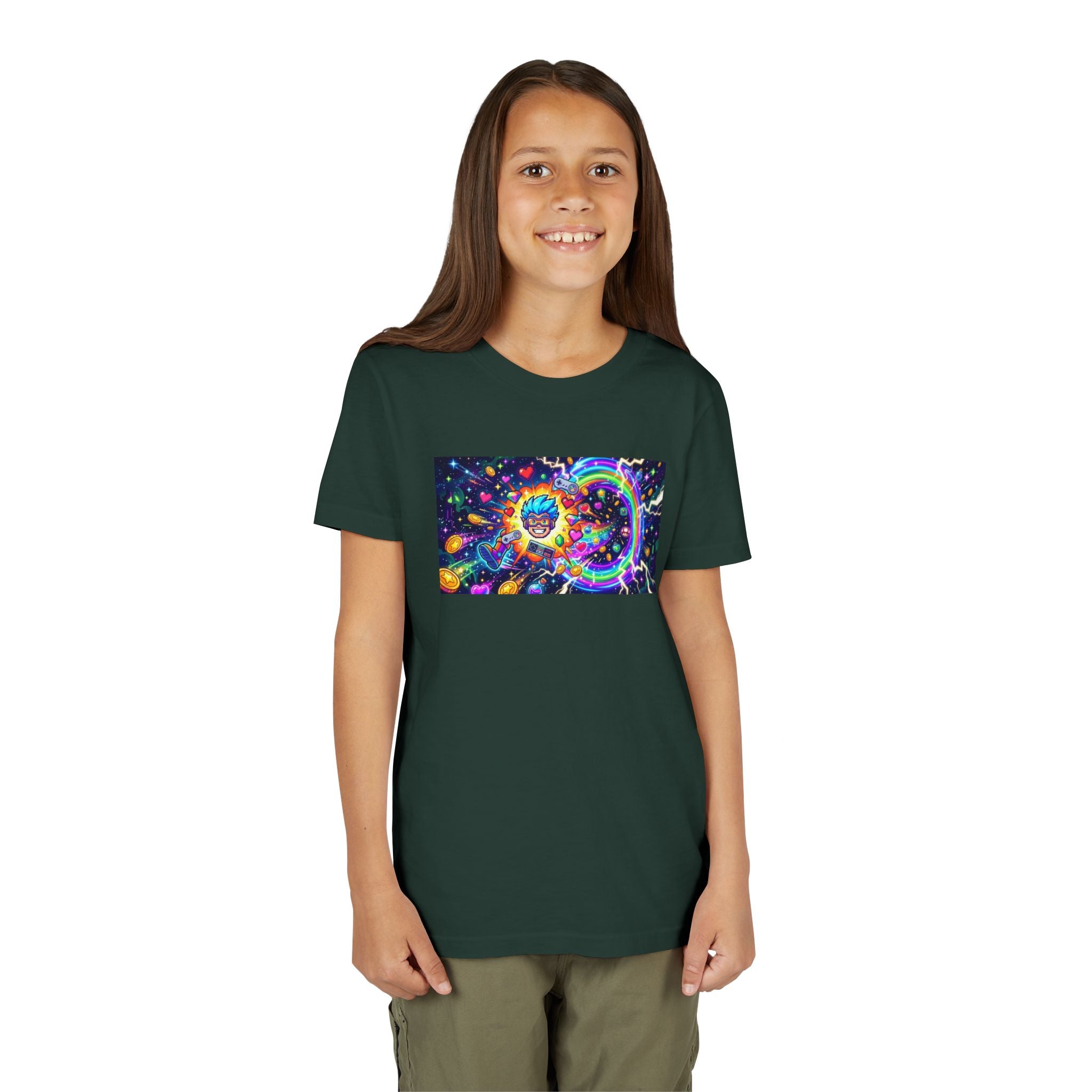Kids Gaming Tee — Neon Rainbow Portal Gamer Shirt