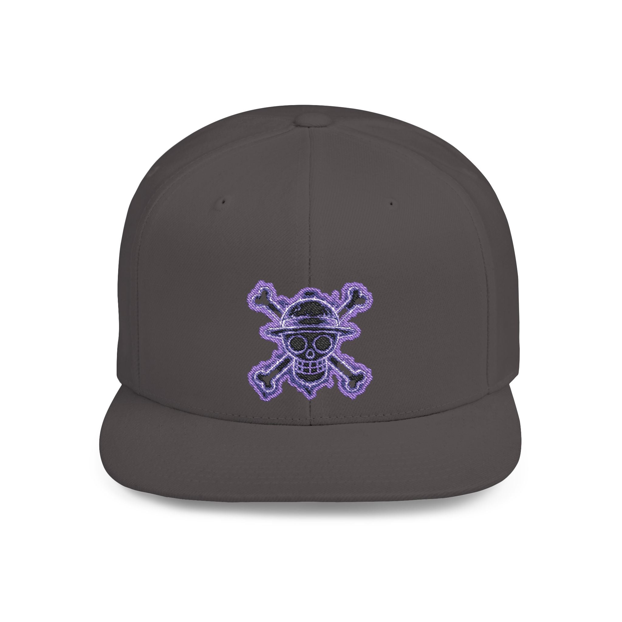 Purple Glitter Skull Snapback Hat - Flat Bill Adjustable Cap