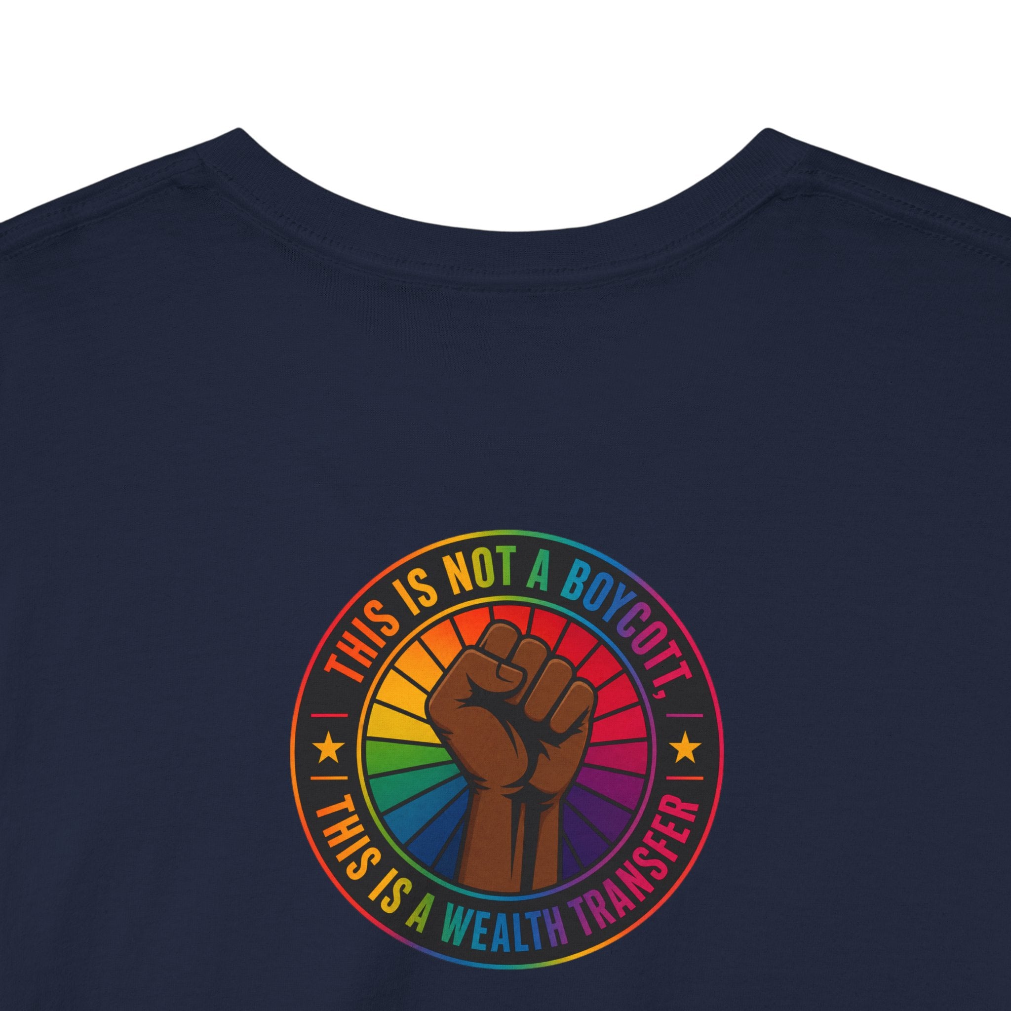 Graphic Tee — "I'm White, But Not THAT White" Illustration with Back Raised Fist Logo