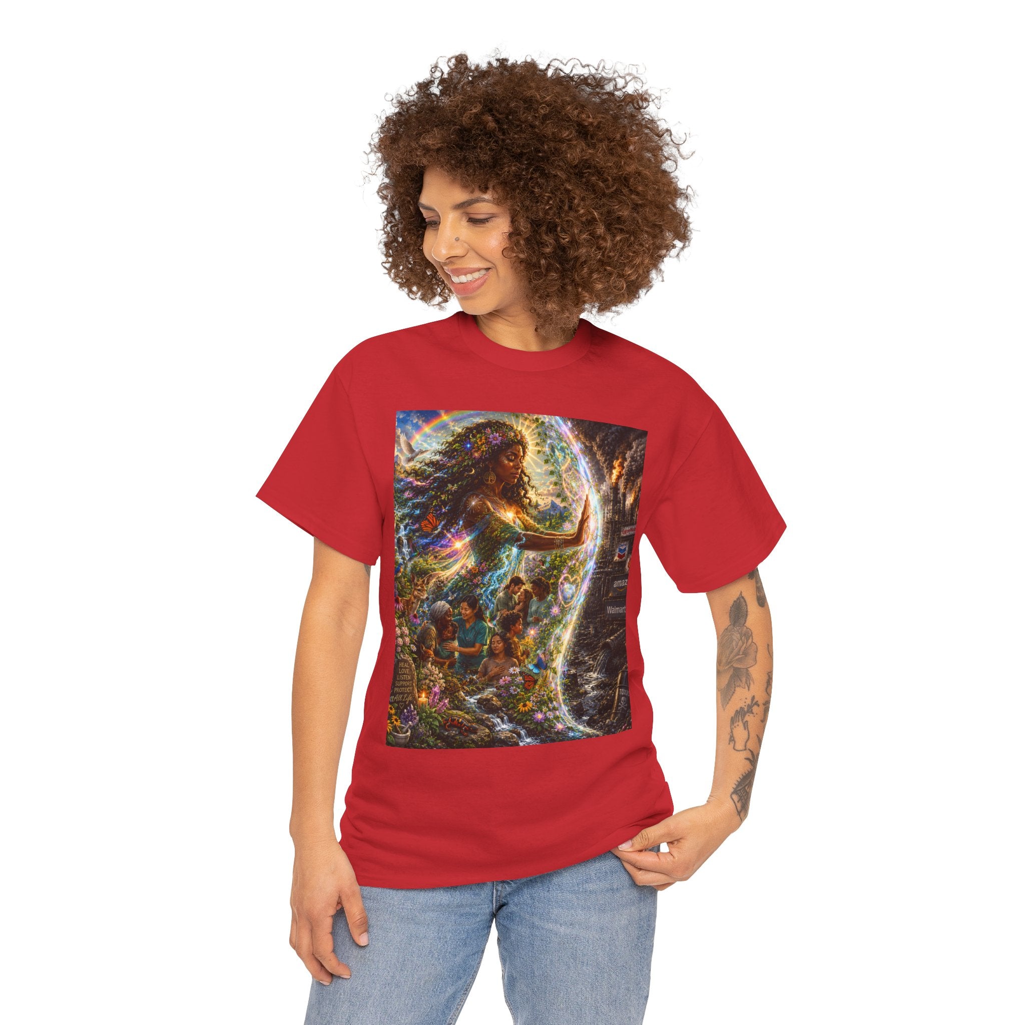 Cosmic Guardian Tee — Earth Mother Spiritual Graphic T-Shirt