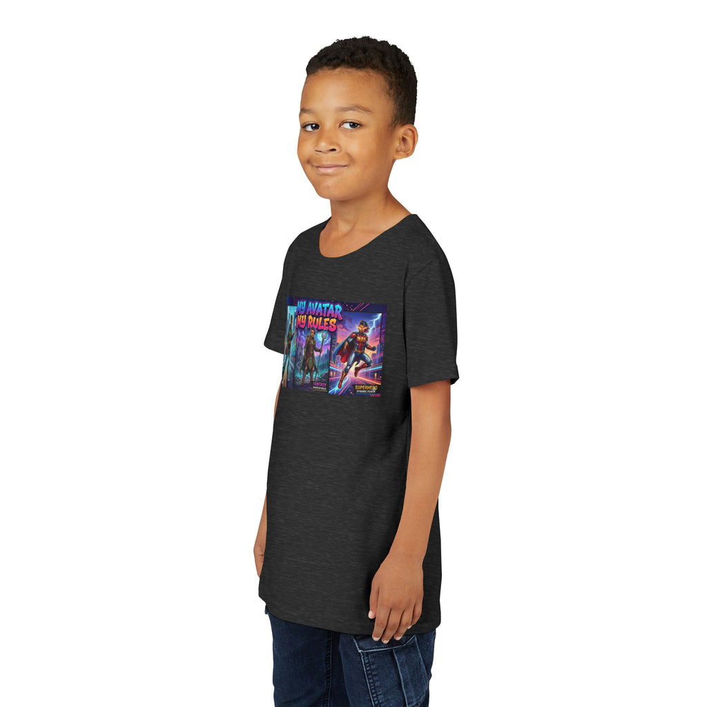 Youth Tee — “MY AVATAR MY RULES” Customizable Character Graphic