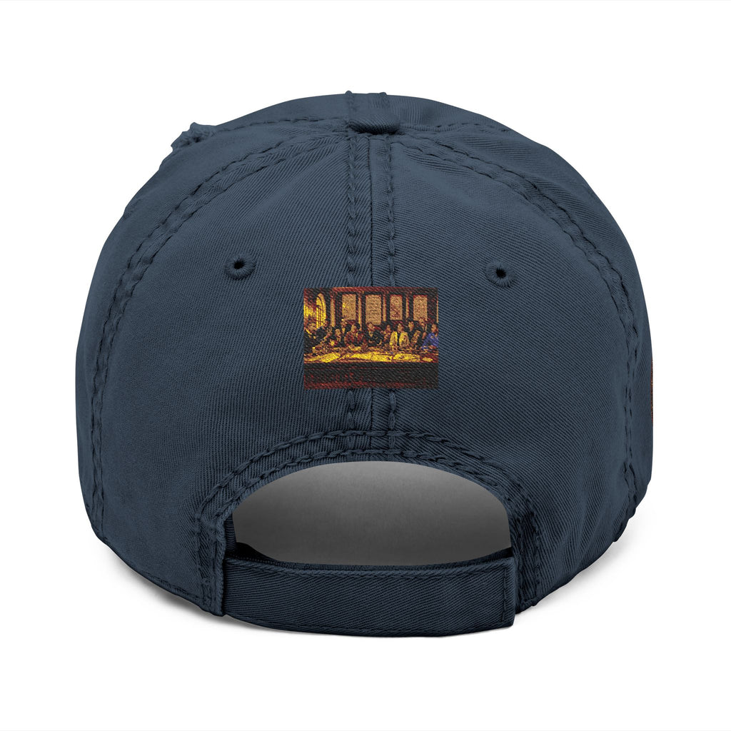 Distressed Embroidered Dad Hat — Raised Fist Patch Vintage Baseball Cap