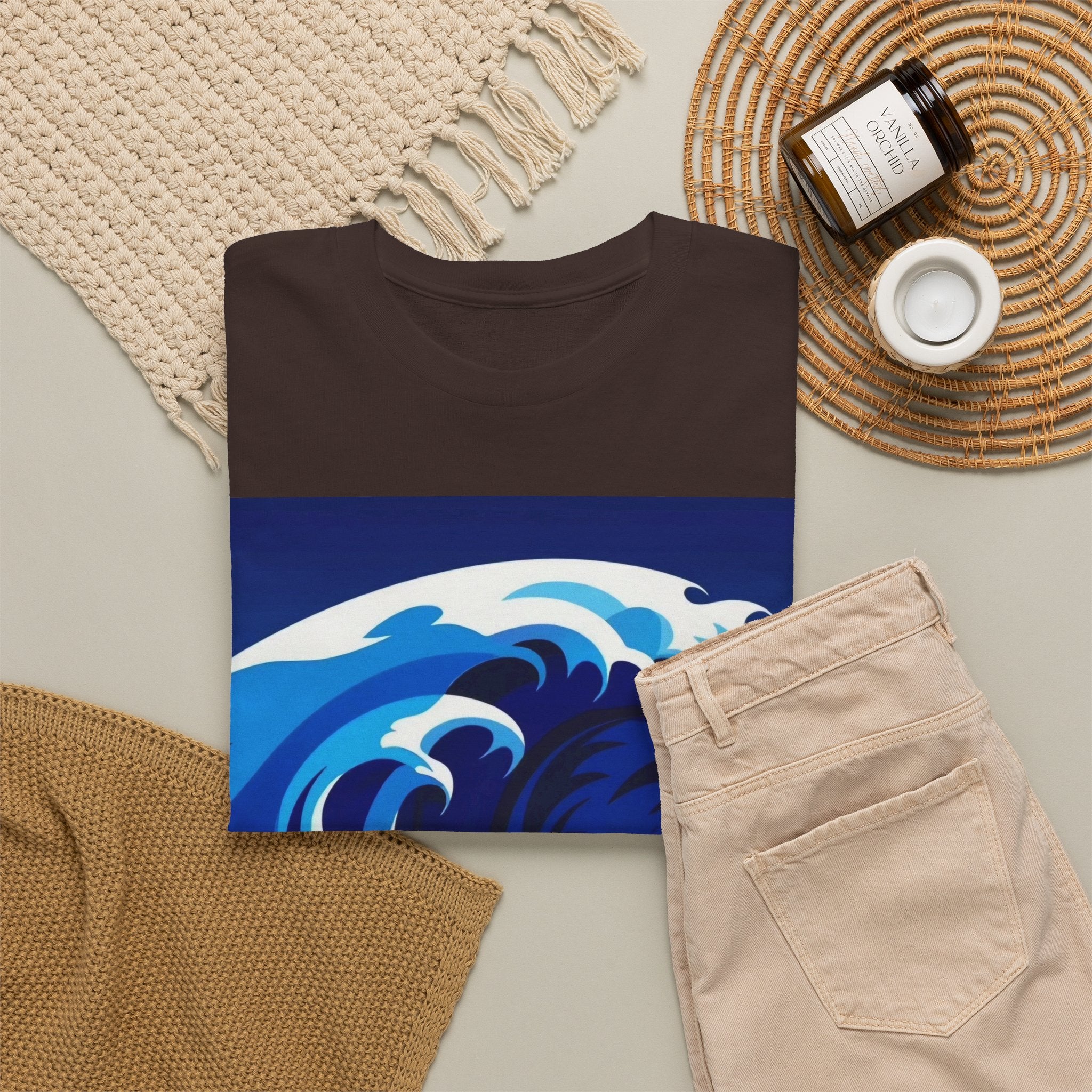 T-Shirt — Coastal Wave Graphic Tee (Ocean Sunset Wave Art)
