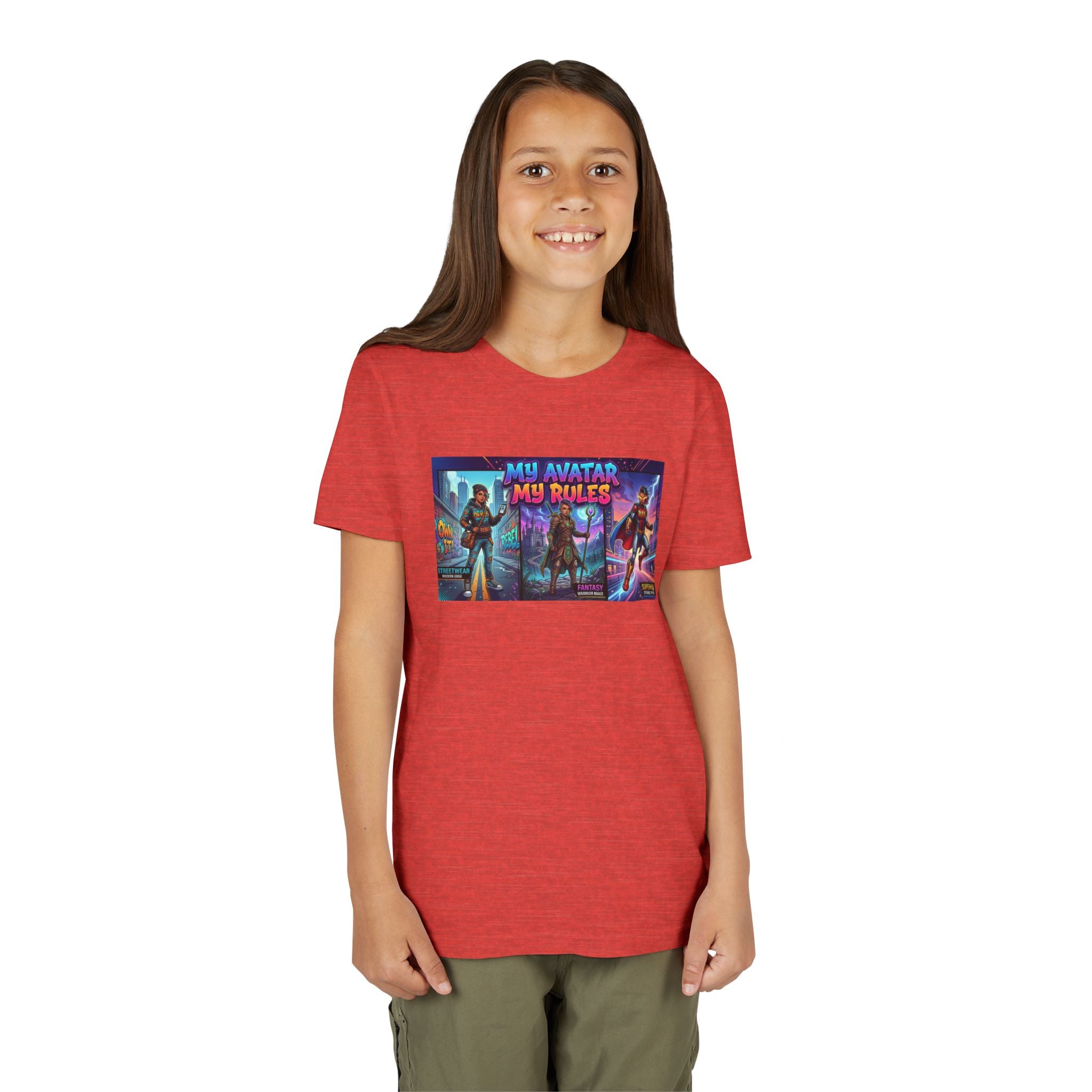 Youth Tee — “MY AVATAR MY RULES” Customizable Character Graphic